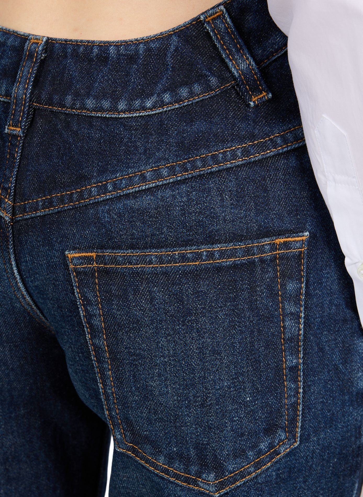 Jean évasé à taille incurvée en denim de coton JEAN PAUL GAULTIER Bleu