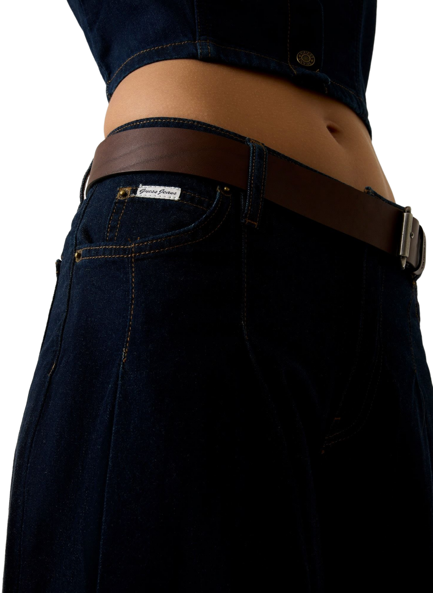 Mid-rise cotton denim Bermuda shorts GUESS Black