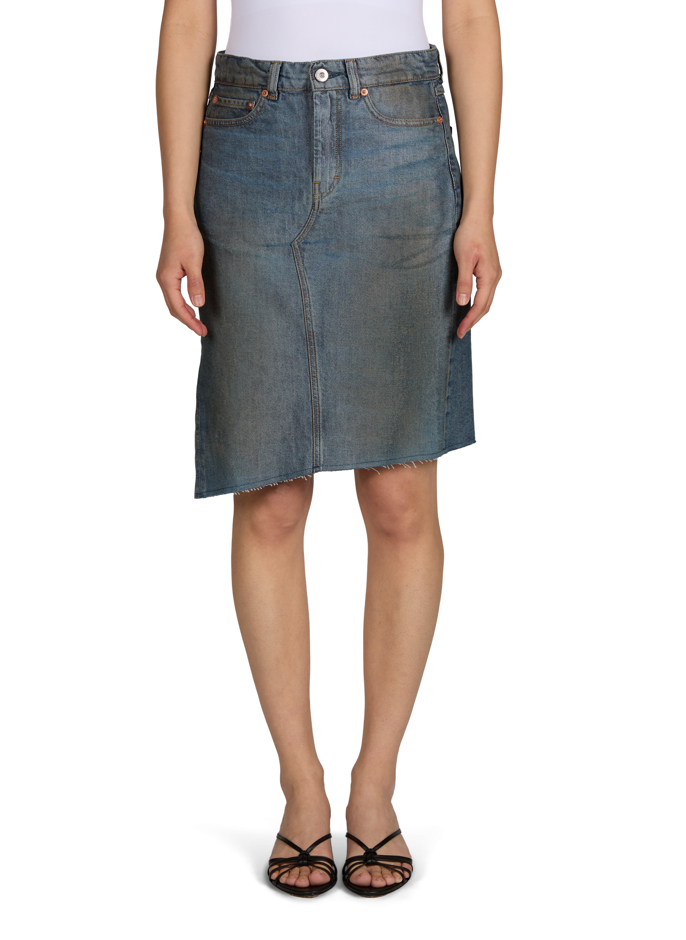 Gonna in denim asimmetrica in misto cotone OUR LEGACY Blu