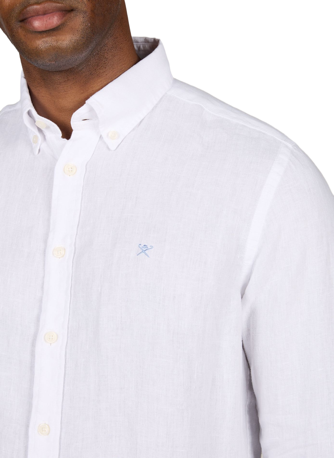 Chemise droite col américain en lin HACKETT Blanc