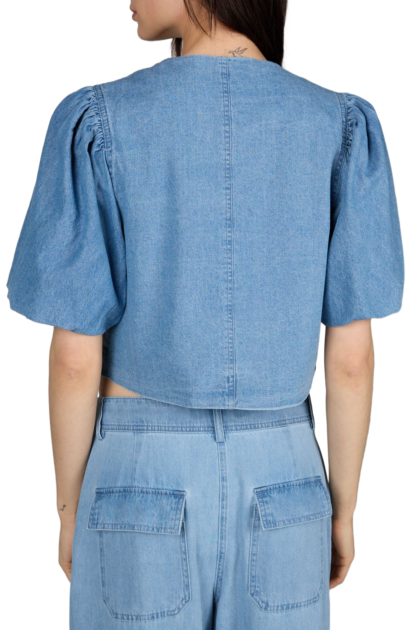 Denim cotton top ROUGE EDIT Blue