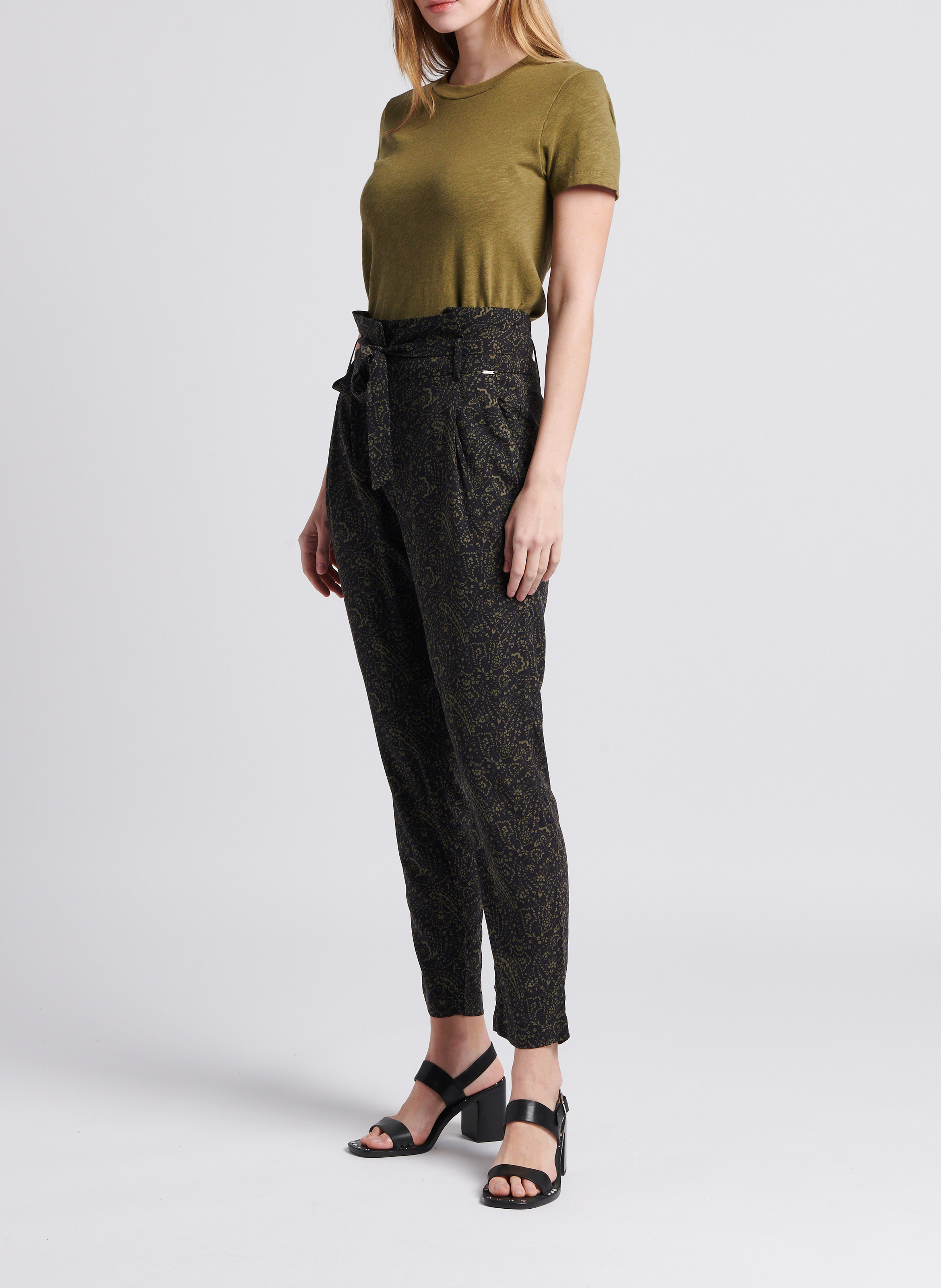 Tee-shirt col rond droit en coton sonoma AMERICAN VINTAGE Kaki