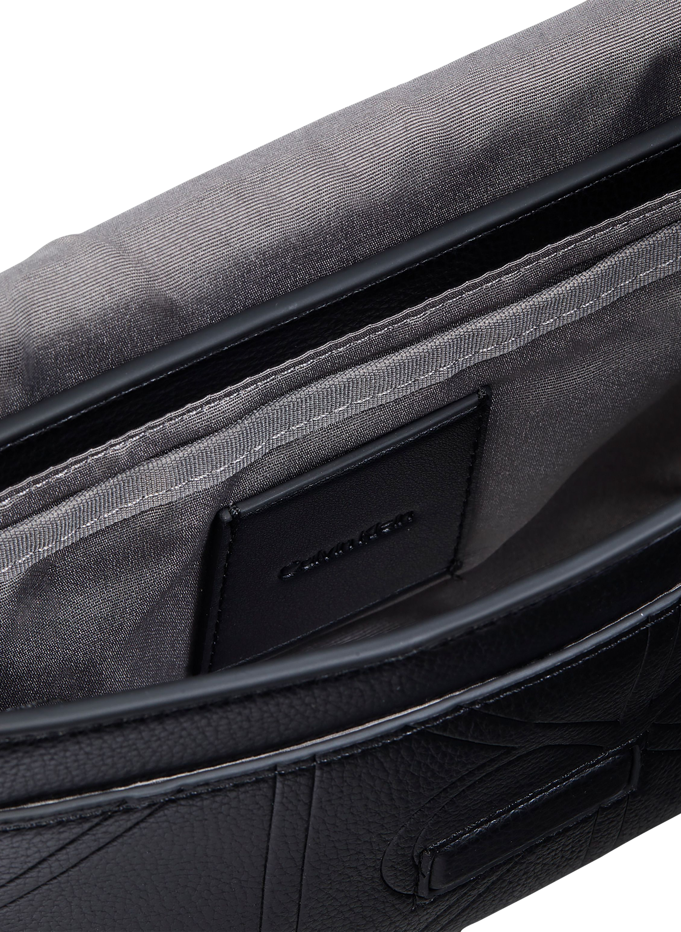 Textured Logo Detail Satchel CALVIN KLEIN Black