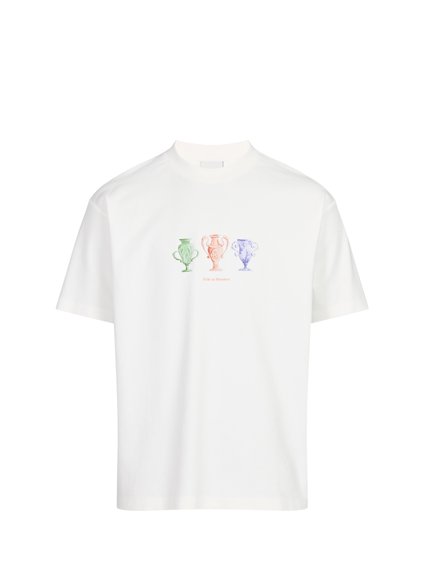 Straight screen-printed cotton T-shirt DROLE DE MONSIEUR White