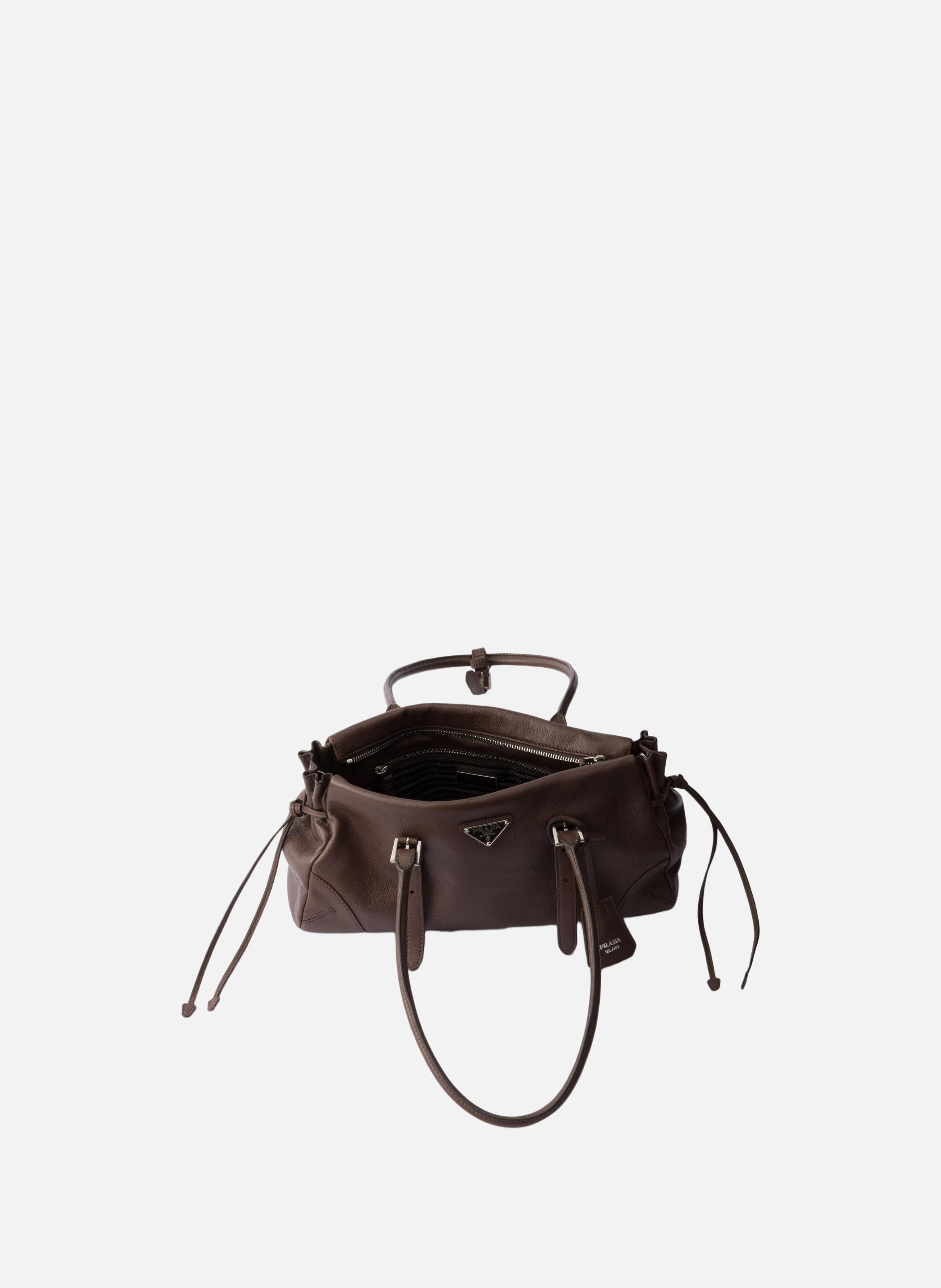 Cabas prada bonnie en cuir vieilli de taille moyen PRADA Marron