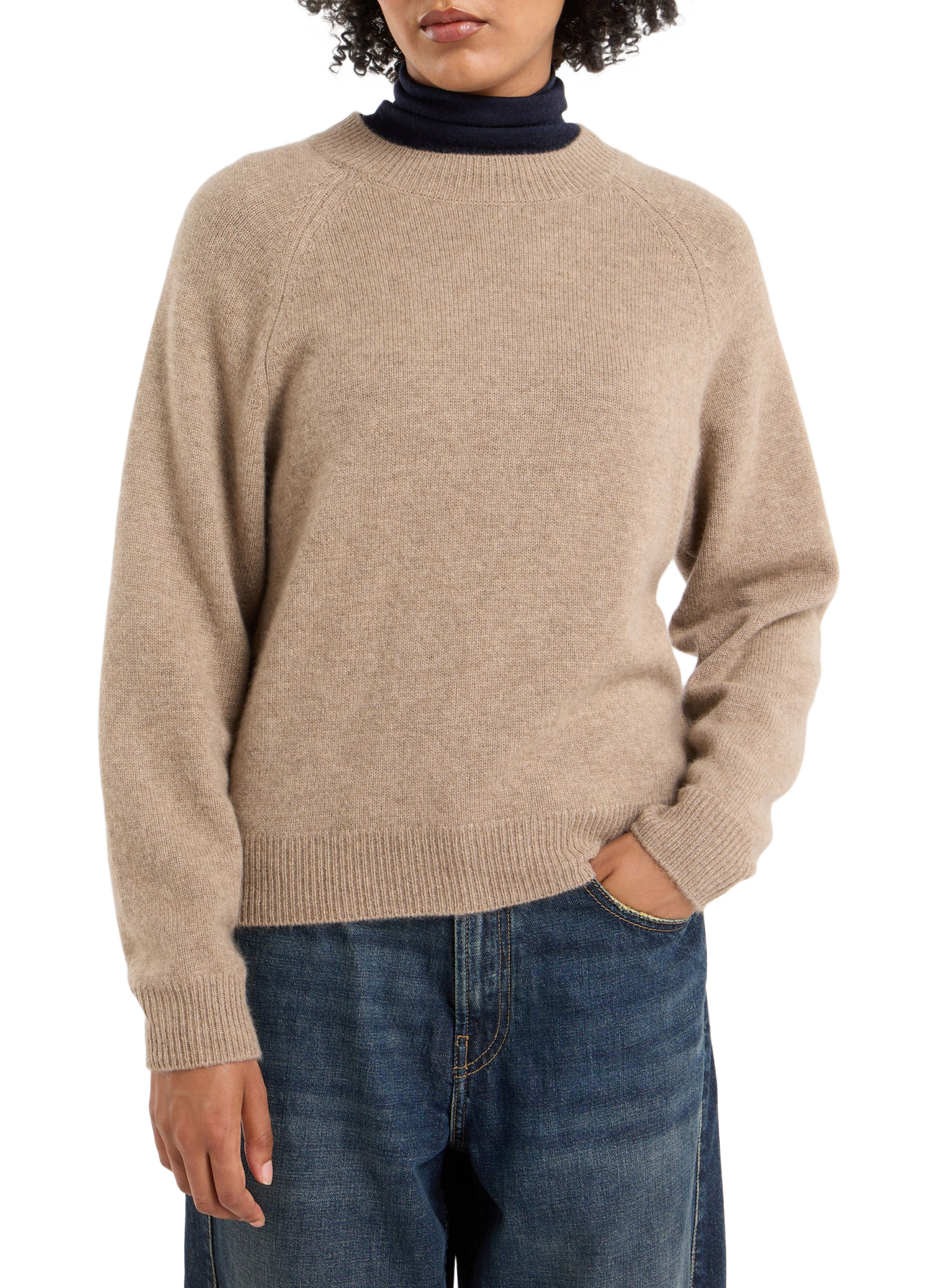Cashmere round neck straight cut sweater SAISON 1865 Brown