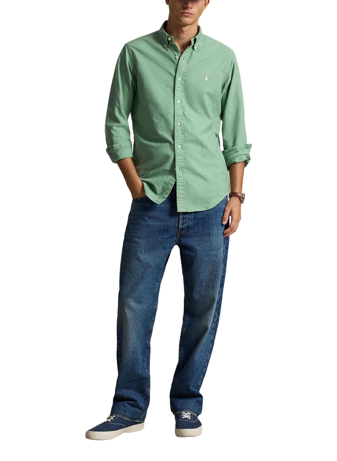 Chemise à manches longues en coton  | Bleu POLO RALPH LAUREN Homme