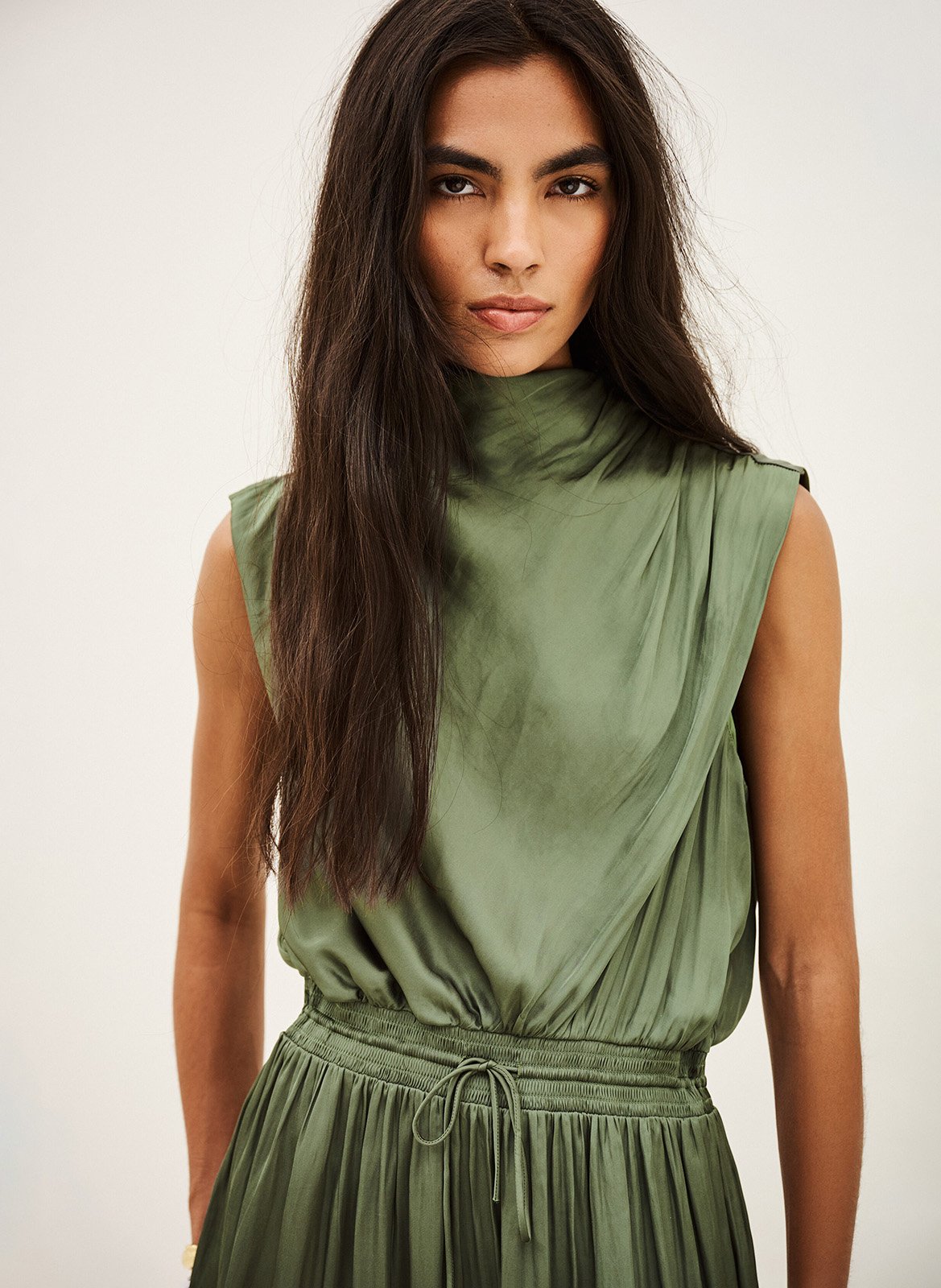 Robe longue fluide unie celea BA&SH Kaki