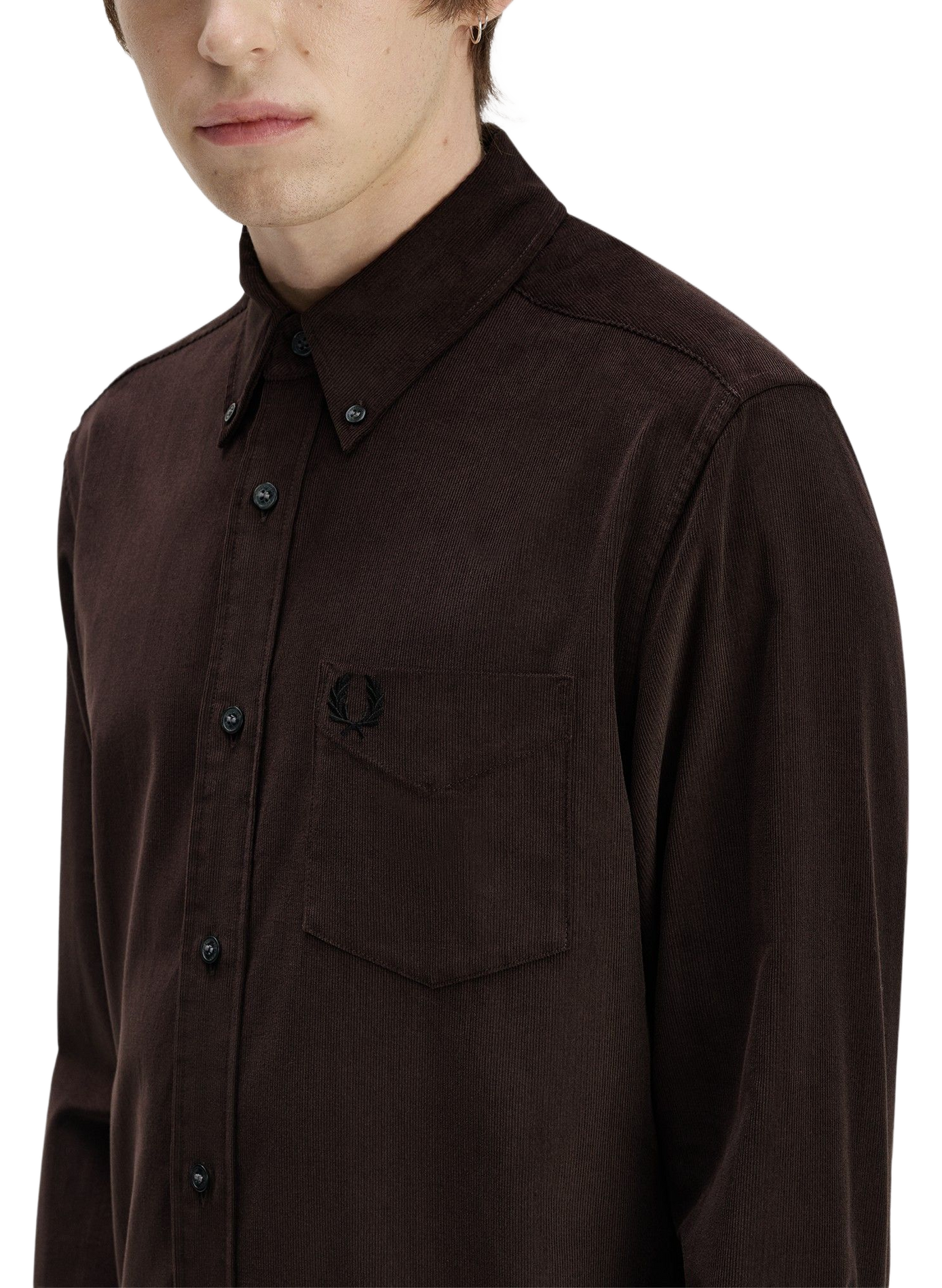 Chemise col classique en coton FRED PERRY Marron