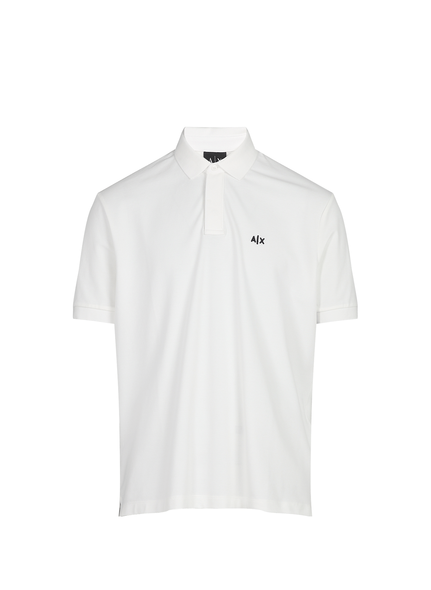 Straight polo shirt with embroidered logo in blended cotton. ARMANI EXCHANGE White