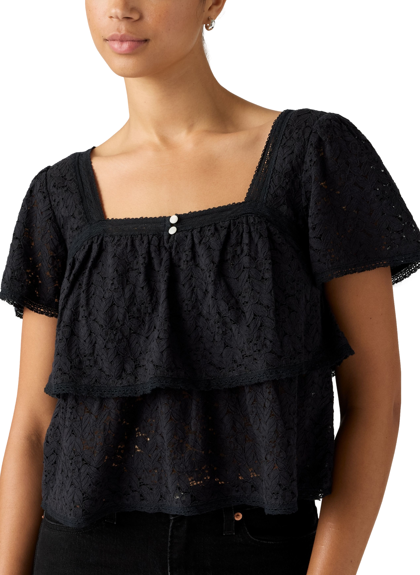 Blouse Dom met kanten details in gemengd katoen. LEVI'S Zwart