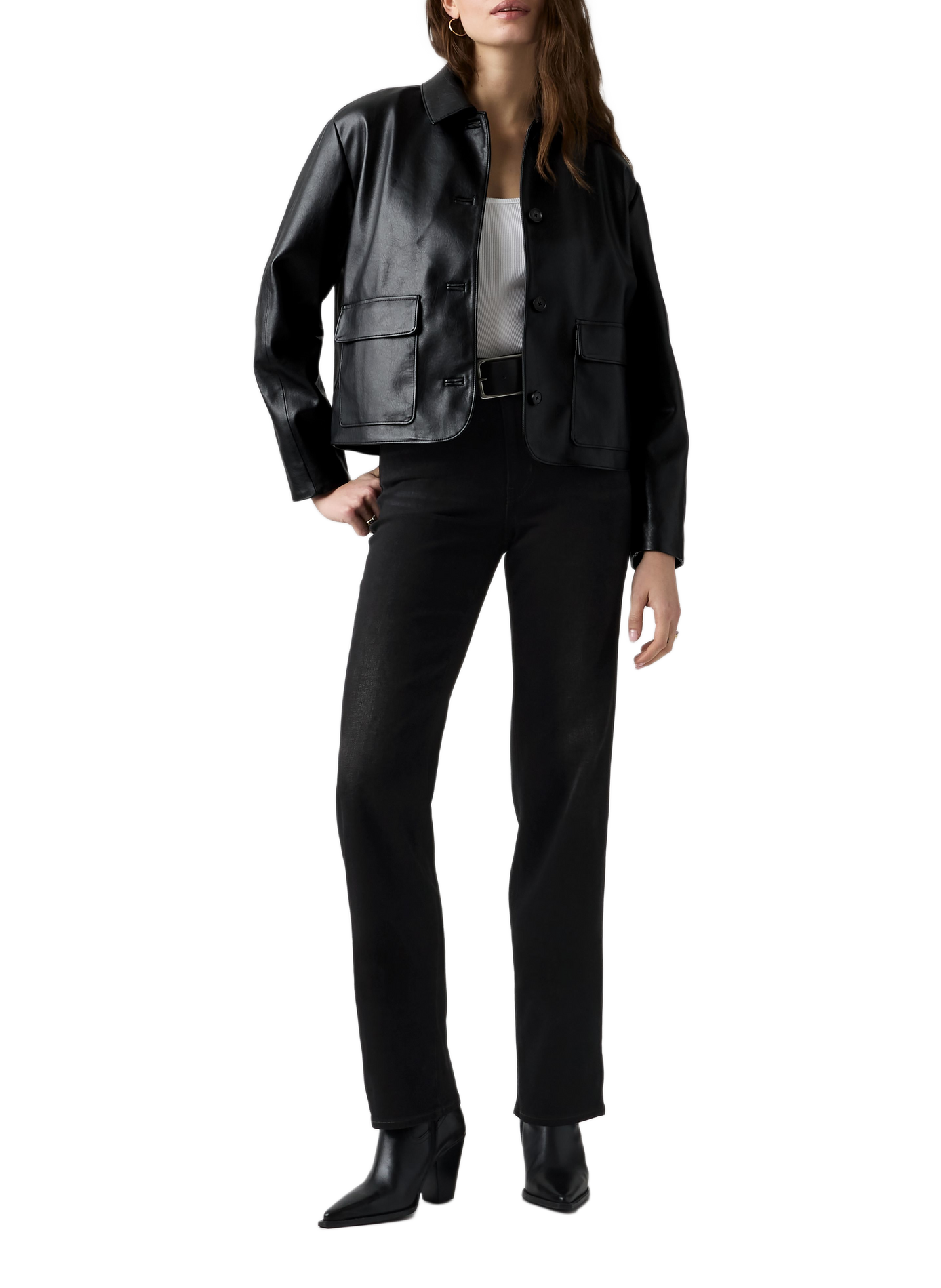 Slim jeans 722 met hoge taille van gemengd katoen LEVI'S Zwart