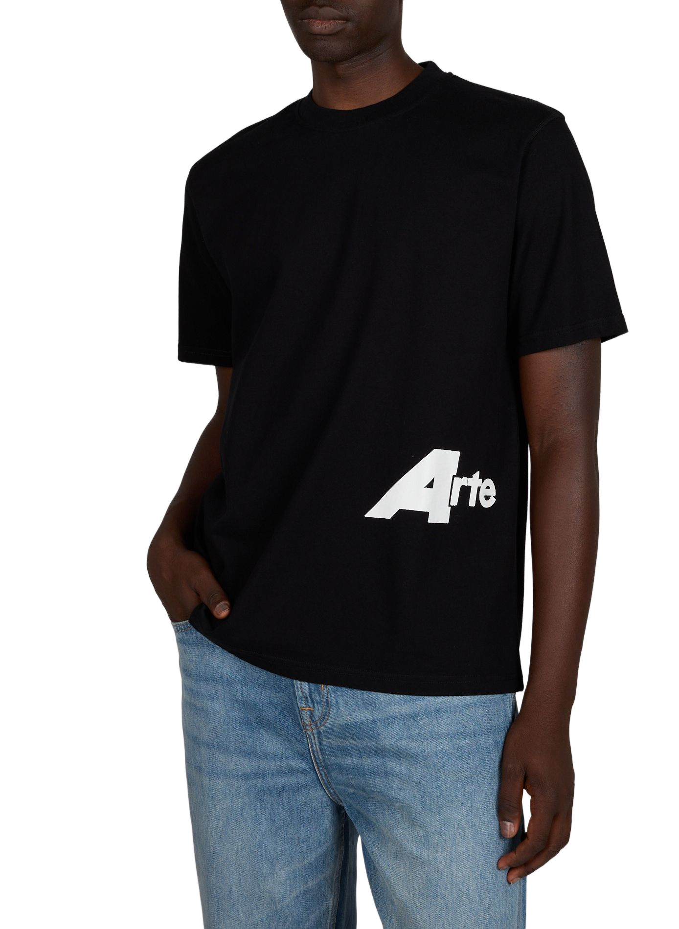 Straight round-neck t-shirt in screen-printed cotton. ARTE ANTWERP Black