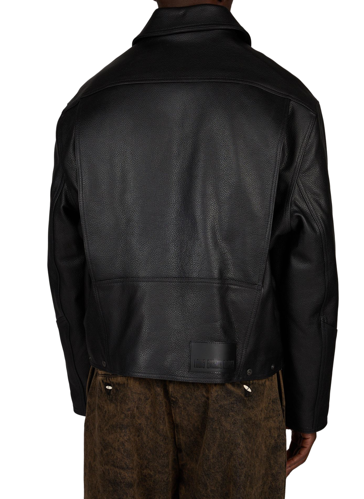 Padded grained leather jacket LOUIS GABRIEL NOUCHI Black