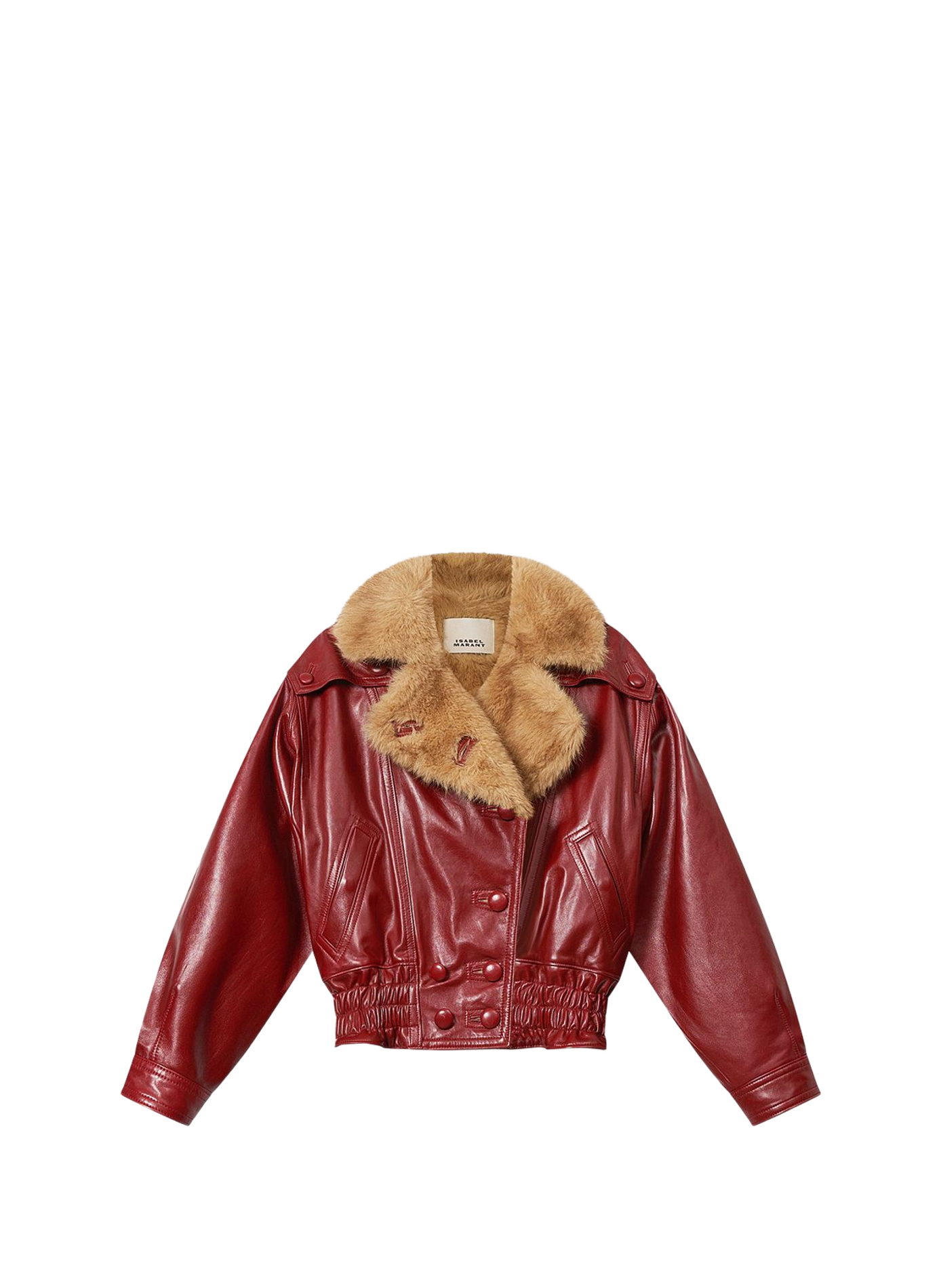 VALINA jacket in glossy leather with a shearling collar ISABEL MARANT Red