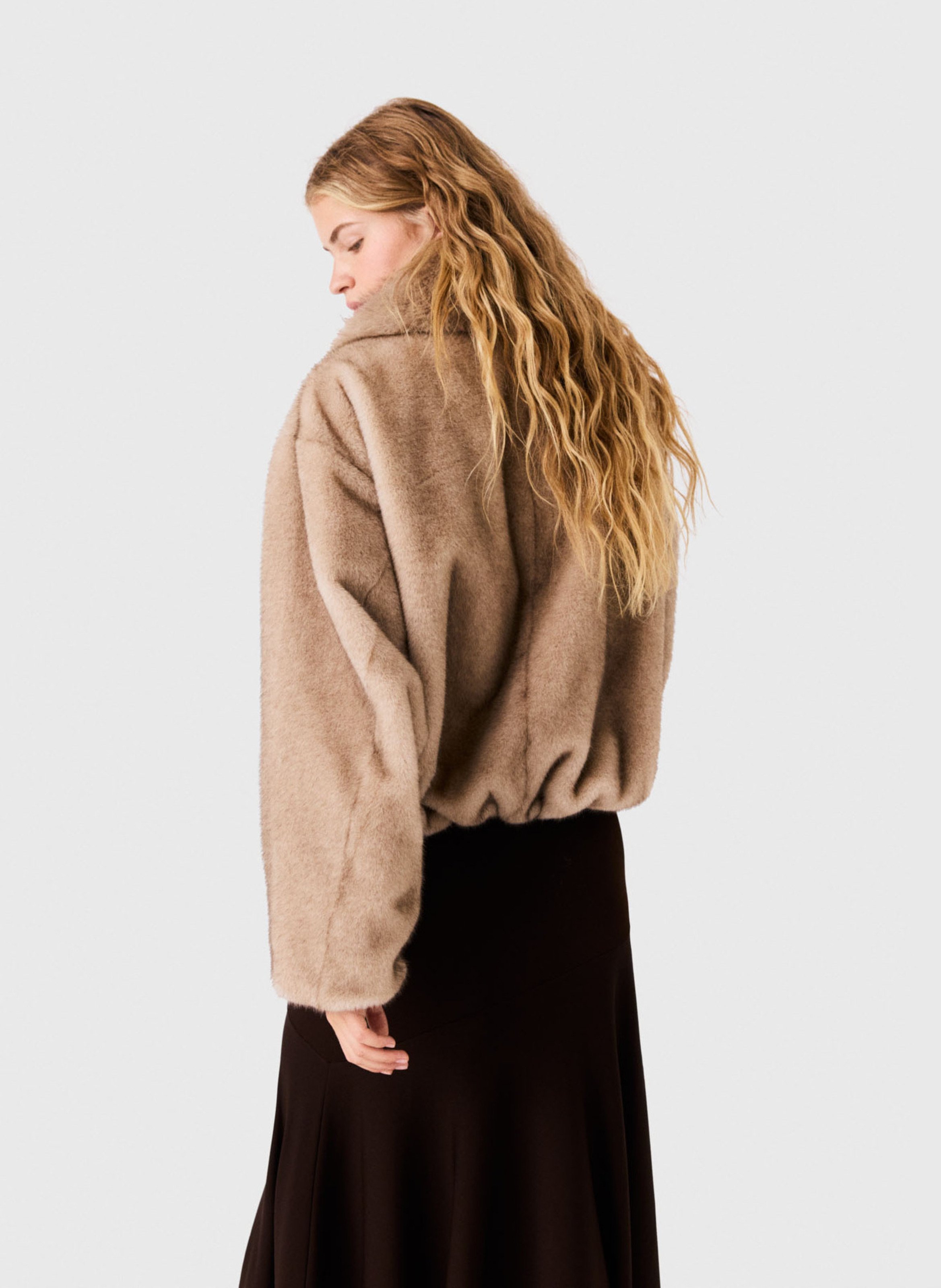 Veste oversize effet fourrure MAJE Beige
