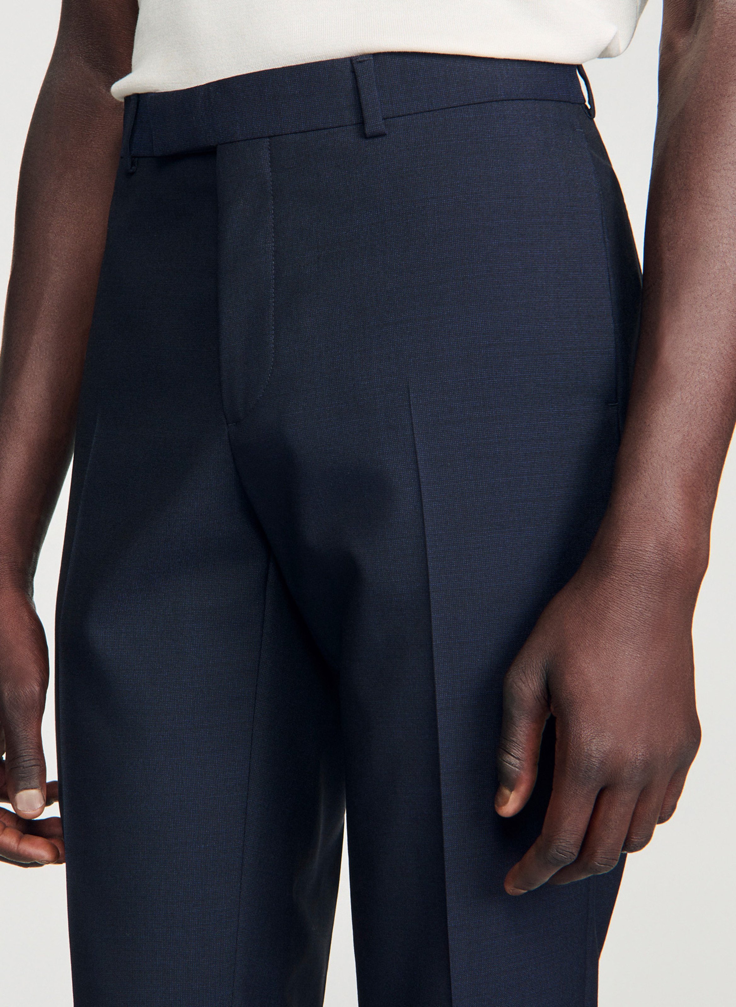 Pantalon de costume en laine SANDRO Bleu