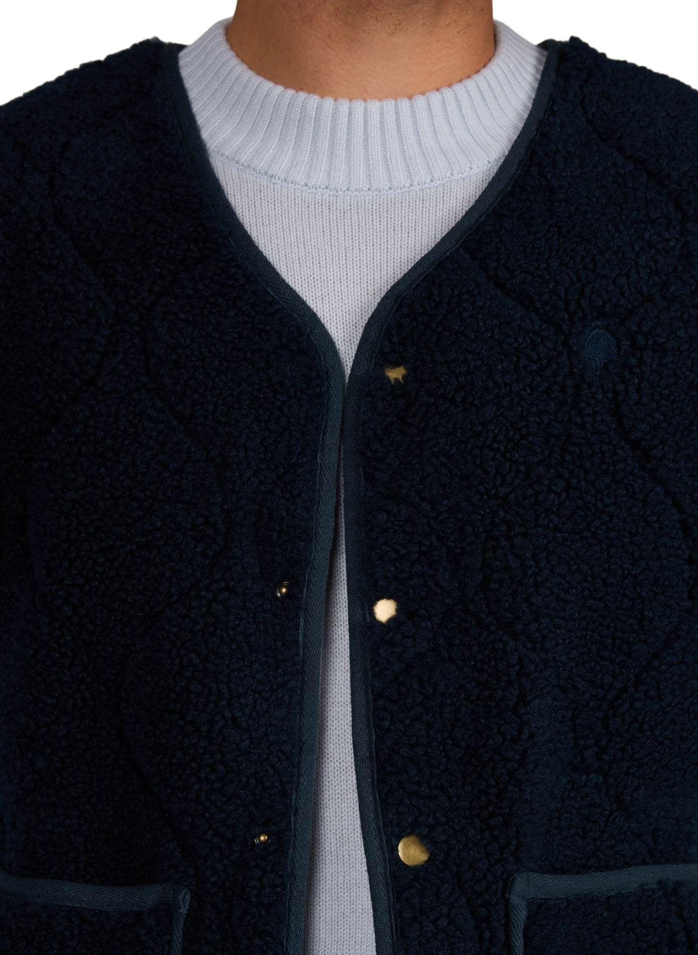 Reversible sleeveless jacket in cotton blend FAGUO Blue