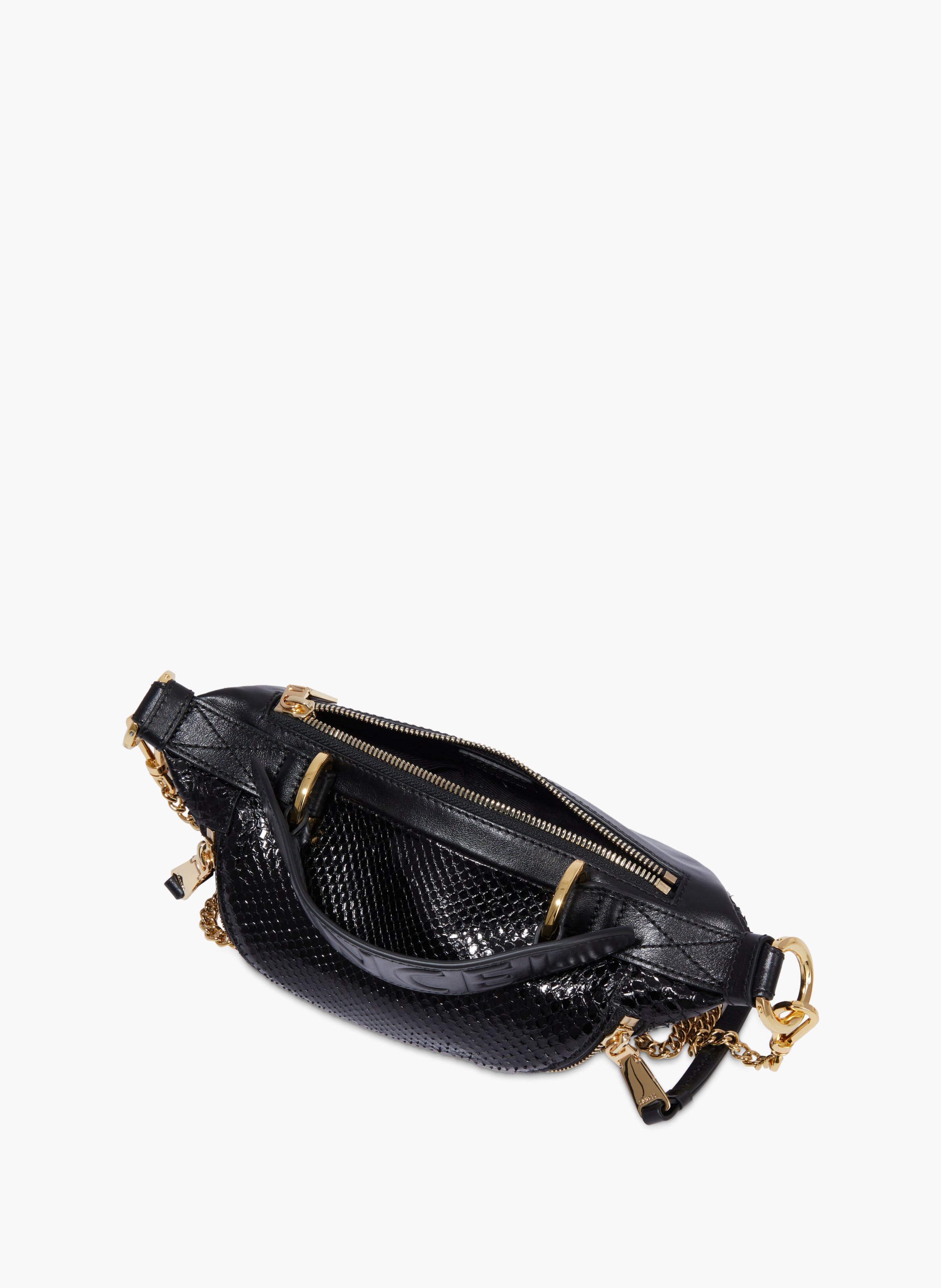 Sac porte croise origami de lancel en python & cuir de vachette lisse LANCEL Noir