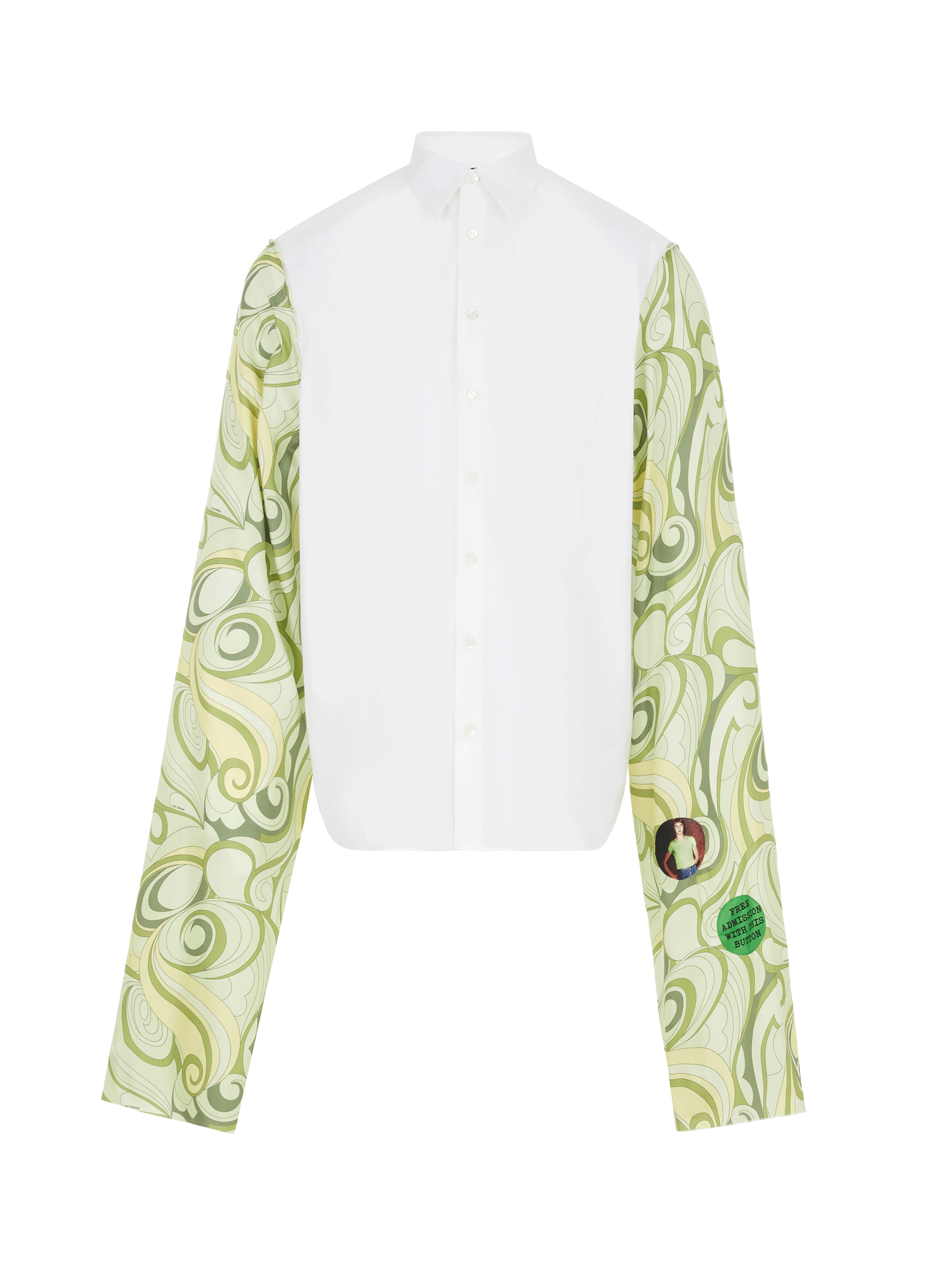 Chemise en popeline de coton et manches imprimées