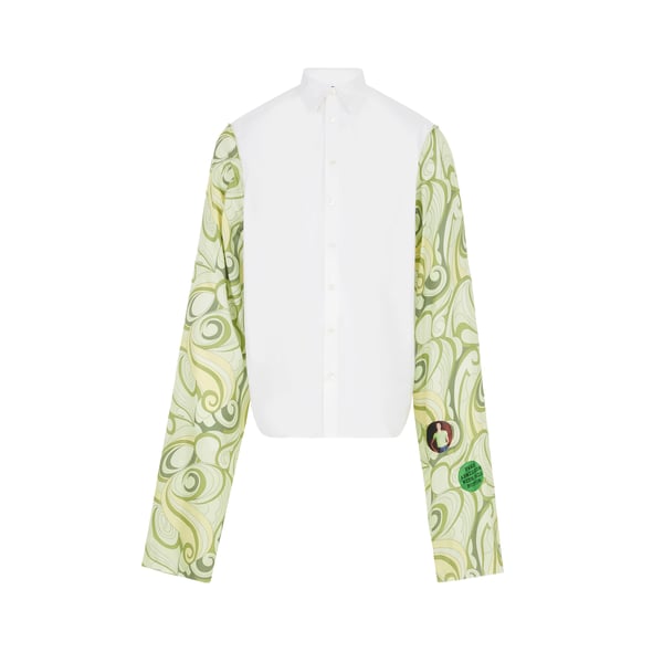 Chemise en popeline de coton et manches imprimées