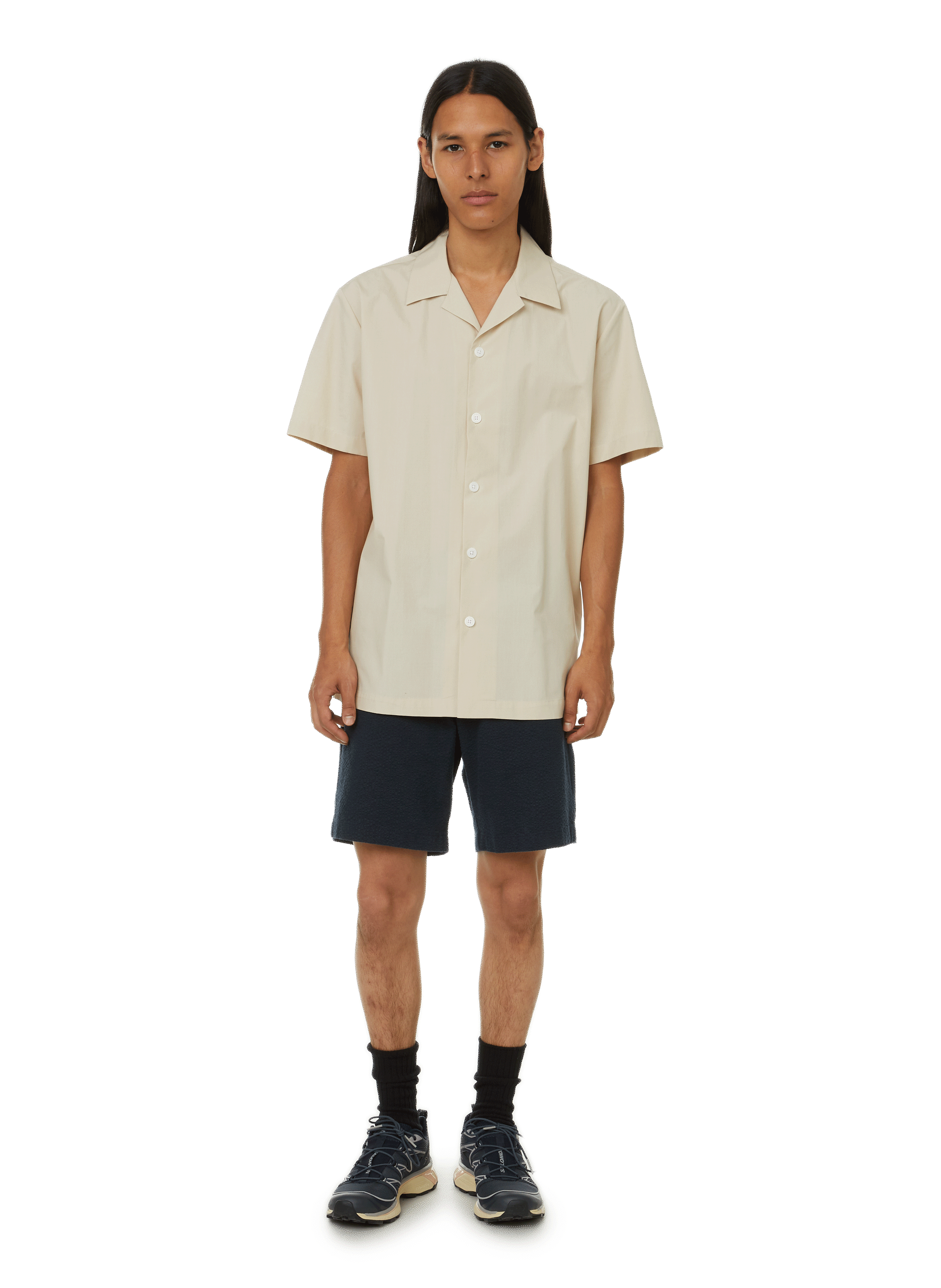 Short-sleeved organic cotton shirt SELECTED Beige