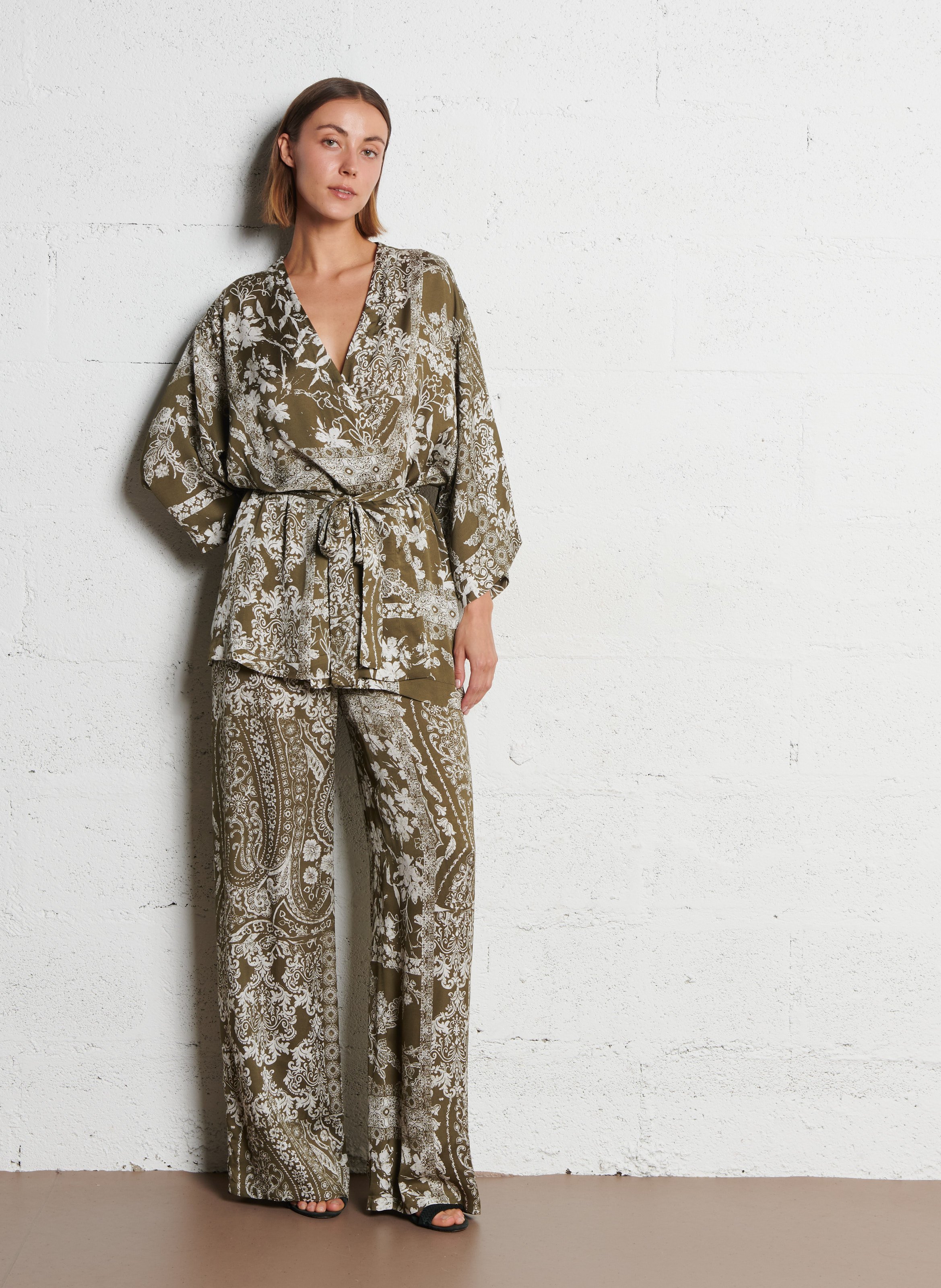 Chemise ample imprimée IKKS Kaki