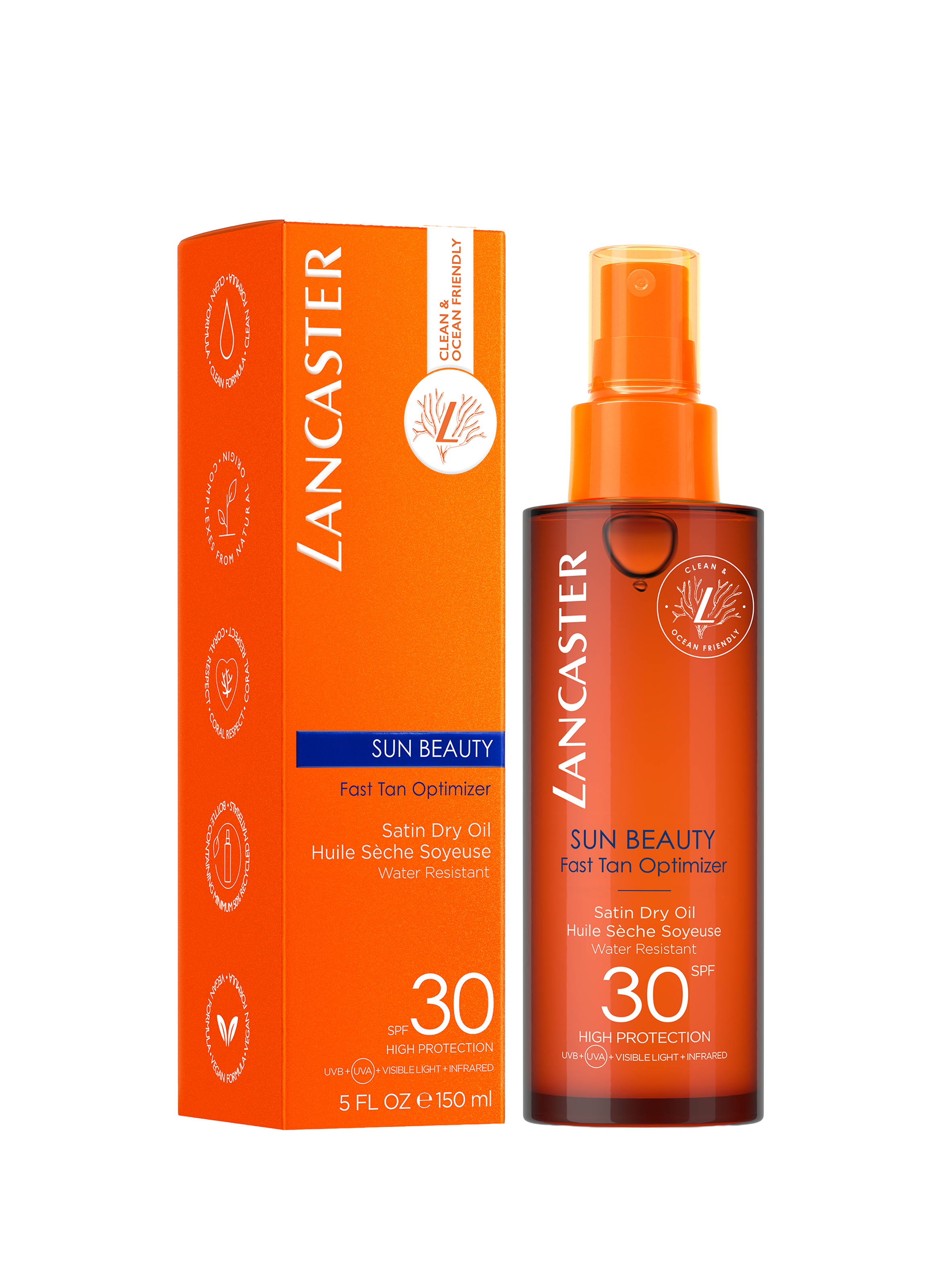 Sun Beauty Fast Tan Optimizer - Dry body oil sunscreen SPF30 LANCASTER No color