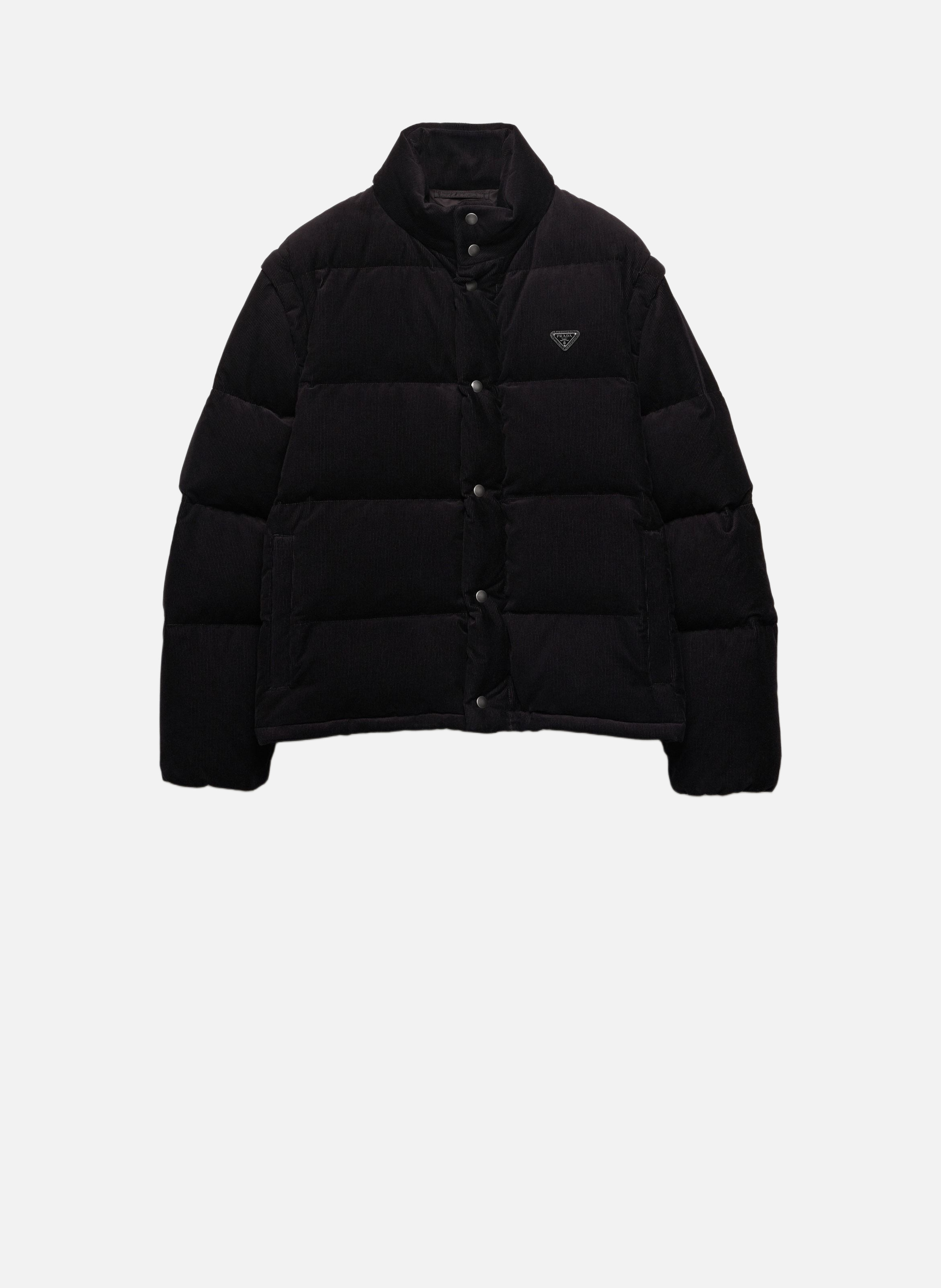 Doudoune en velours côtelé de poids moyen PRADA Noir