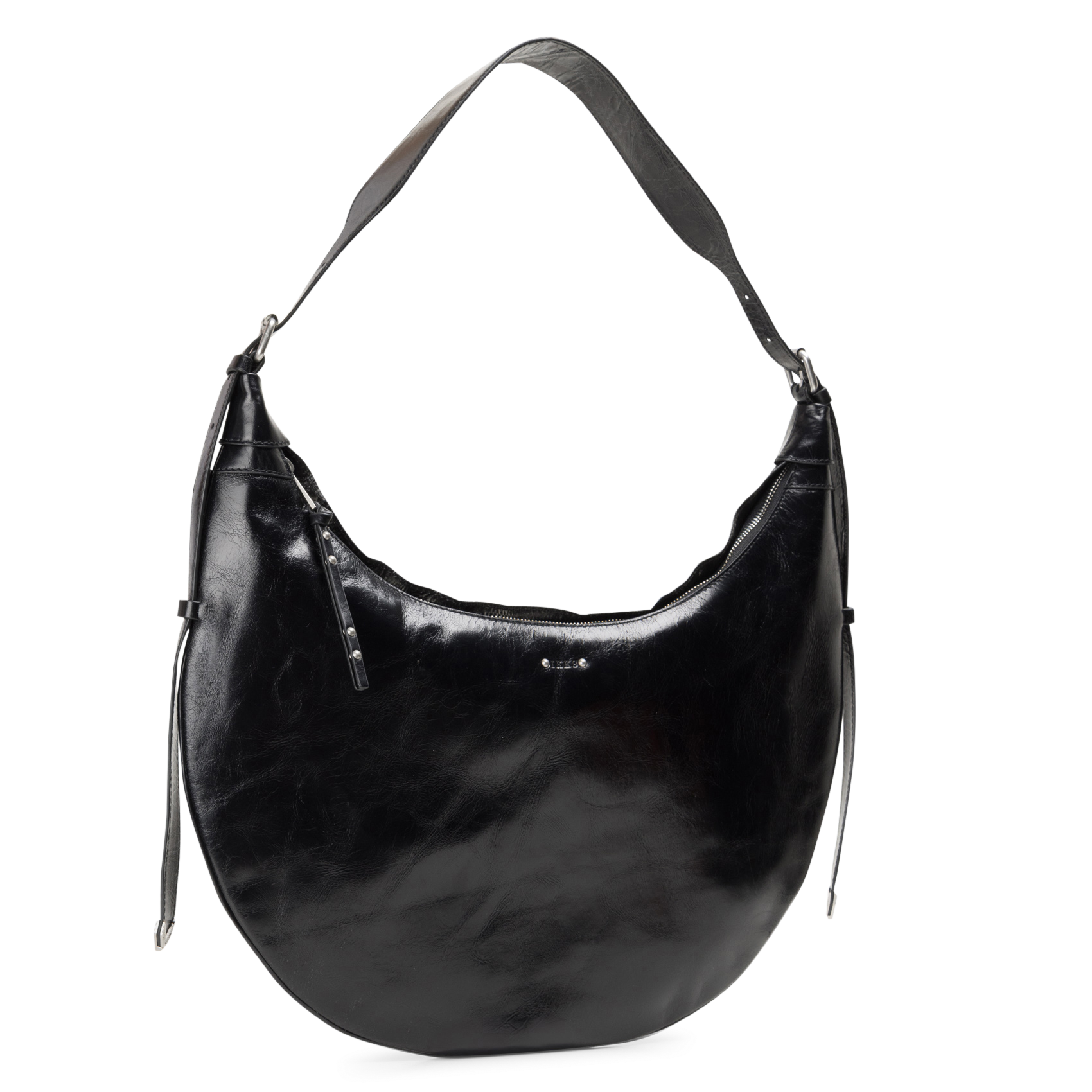 Sac demi-lune en cuir allane IKKS Noir
