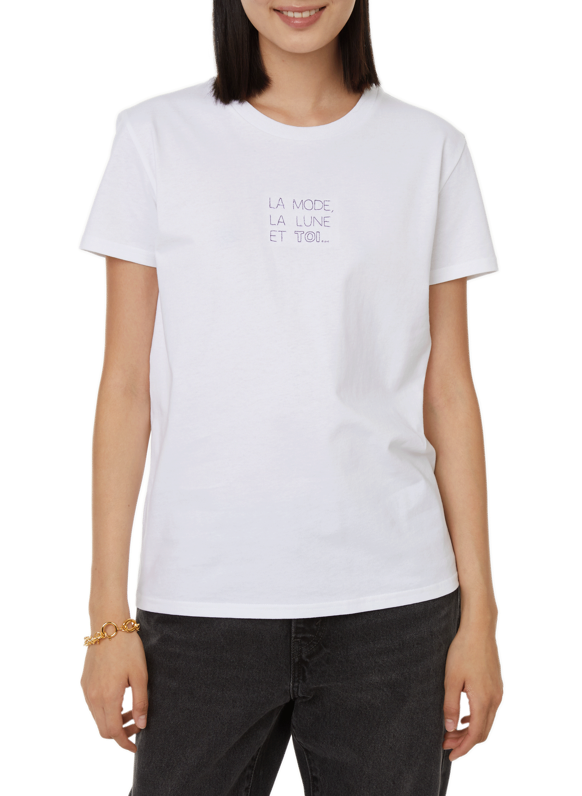 SAISON 1865 T-shirt à inscription brodée Blanc