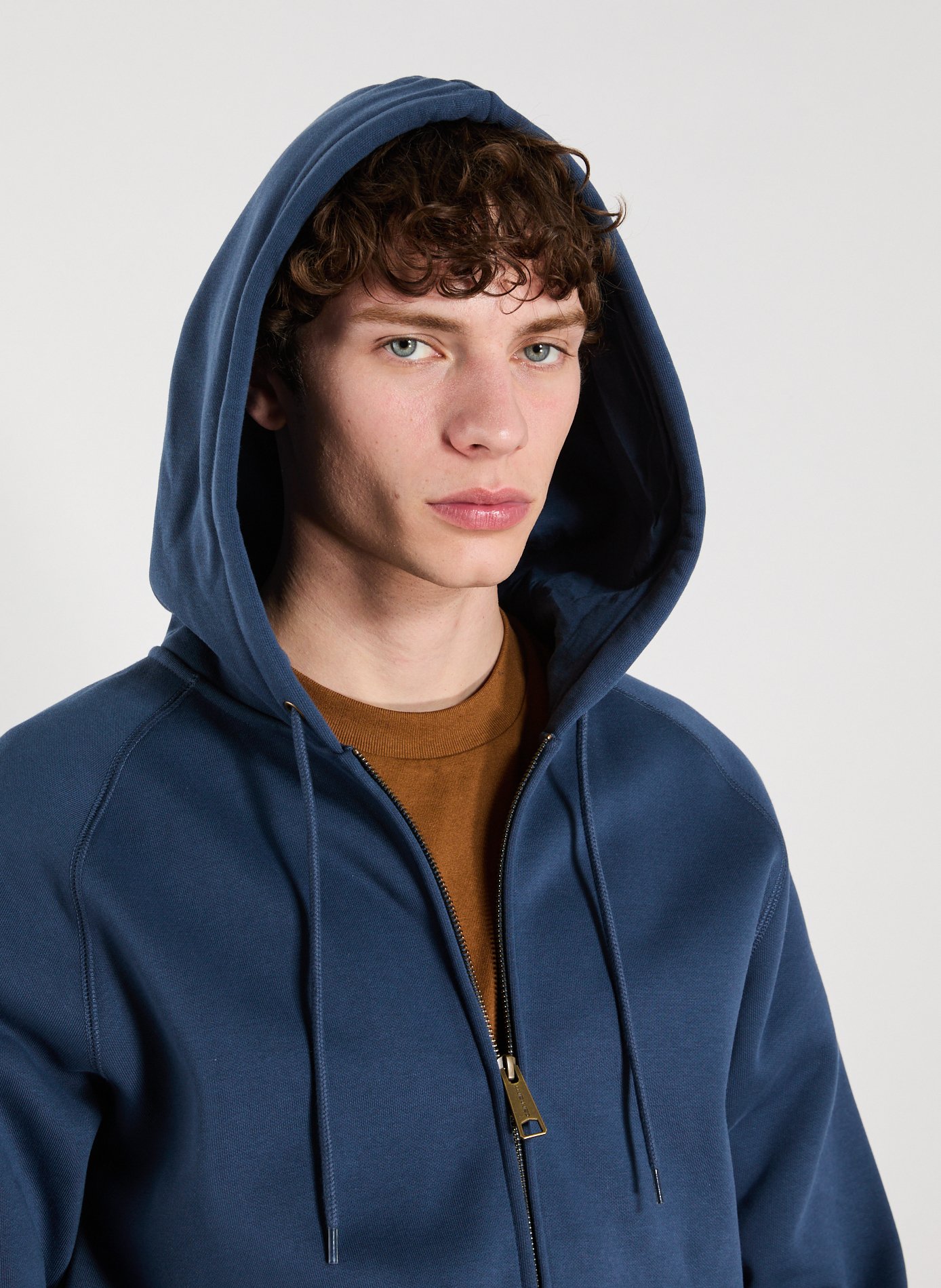 Sweat zippé à capuche en coton mélangé CARHARTT WIP Bleu