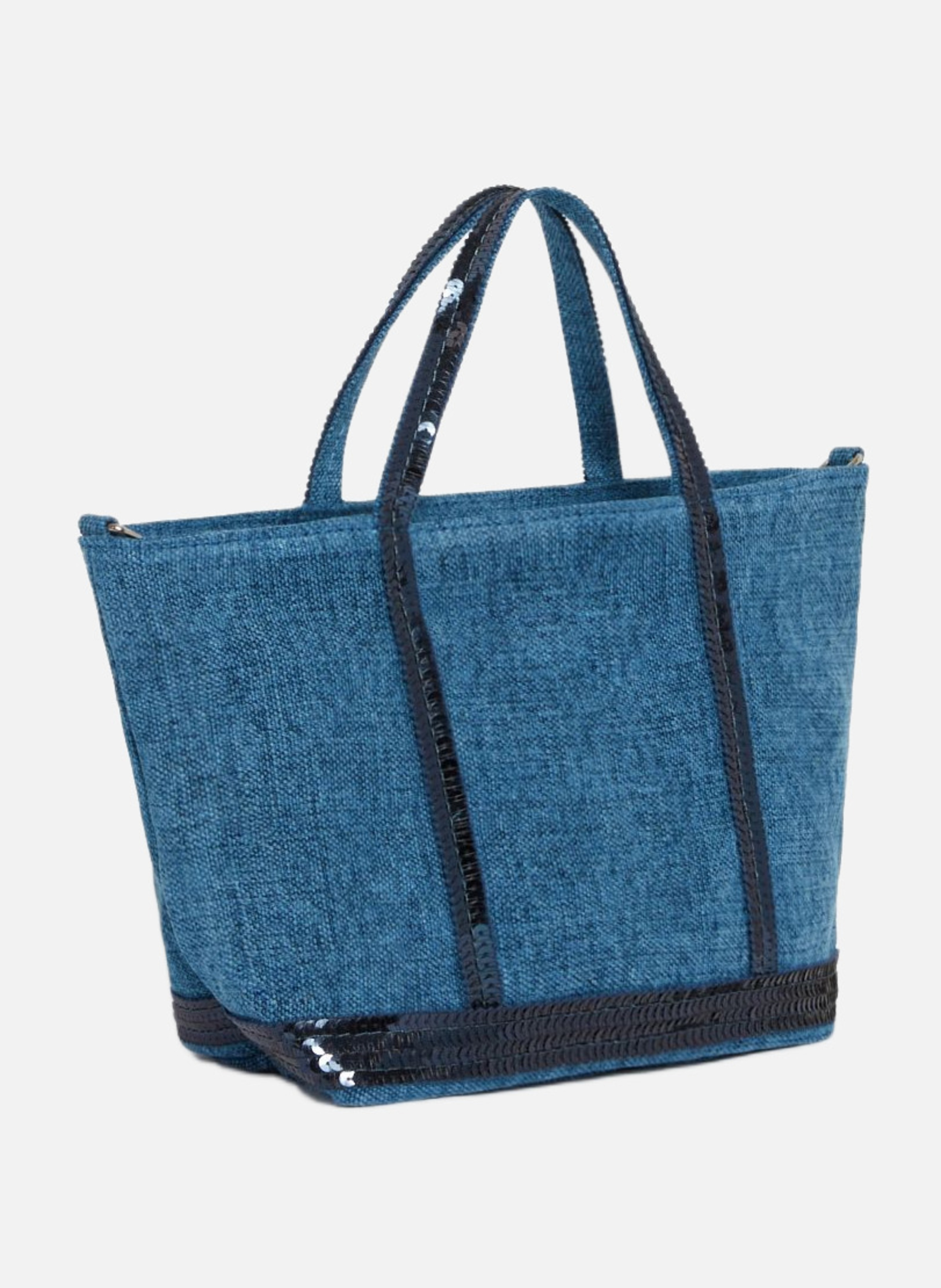 Cabas xs zippé en lin Bleu