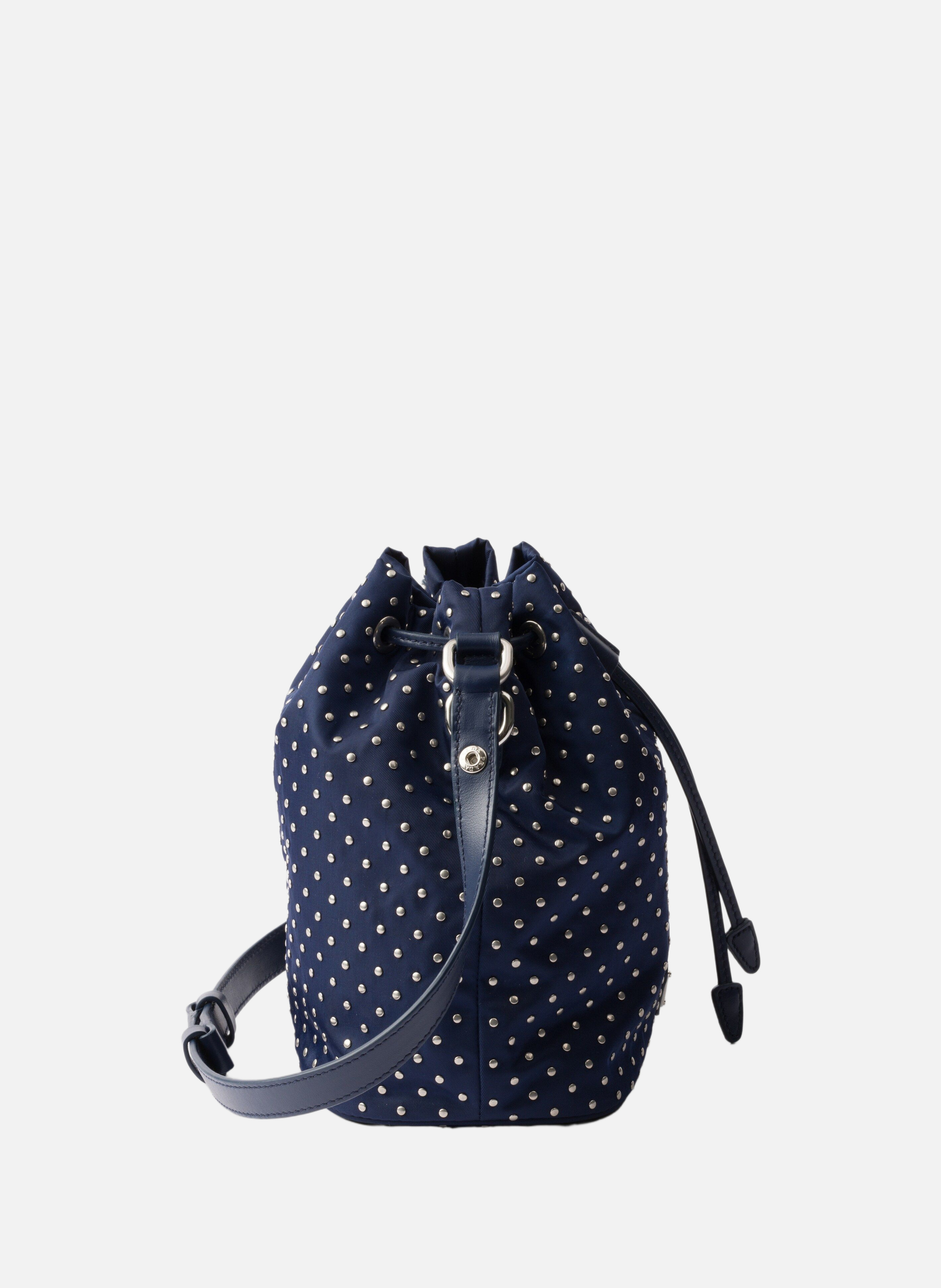 Mini sac en re-nylon avec clous PRADA Bleu
