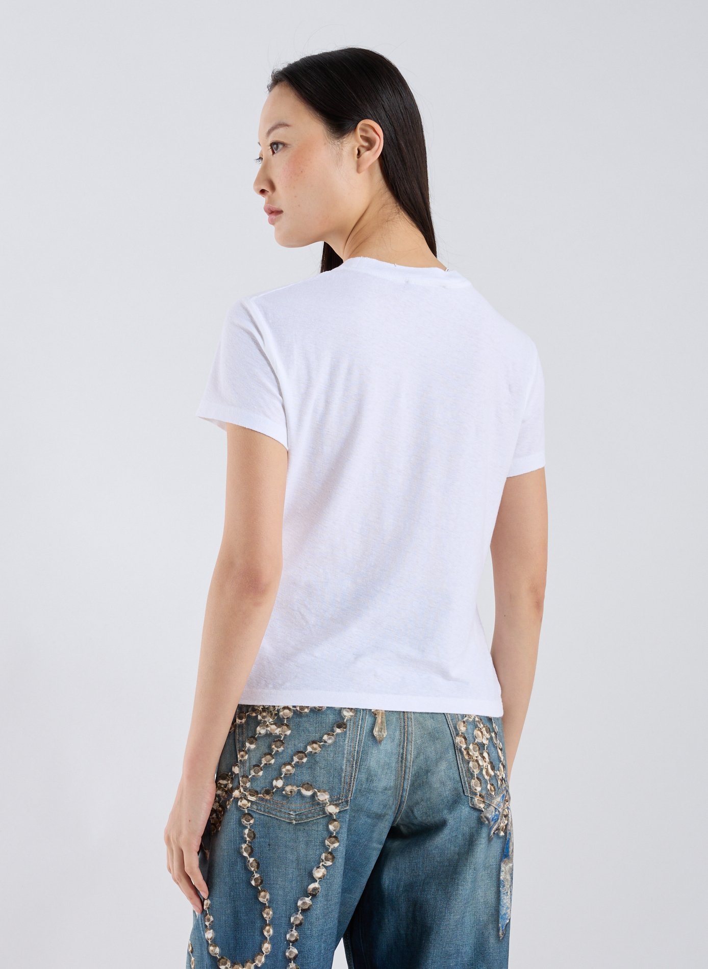 T-shirt en coton organique et chanvre ACNE STUDIOS Blanc