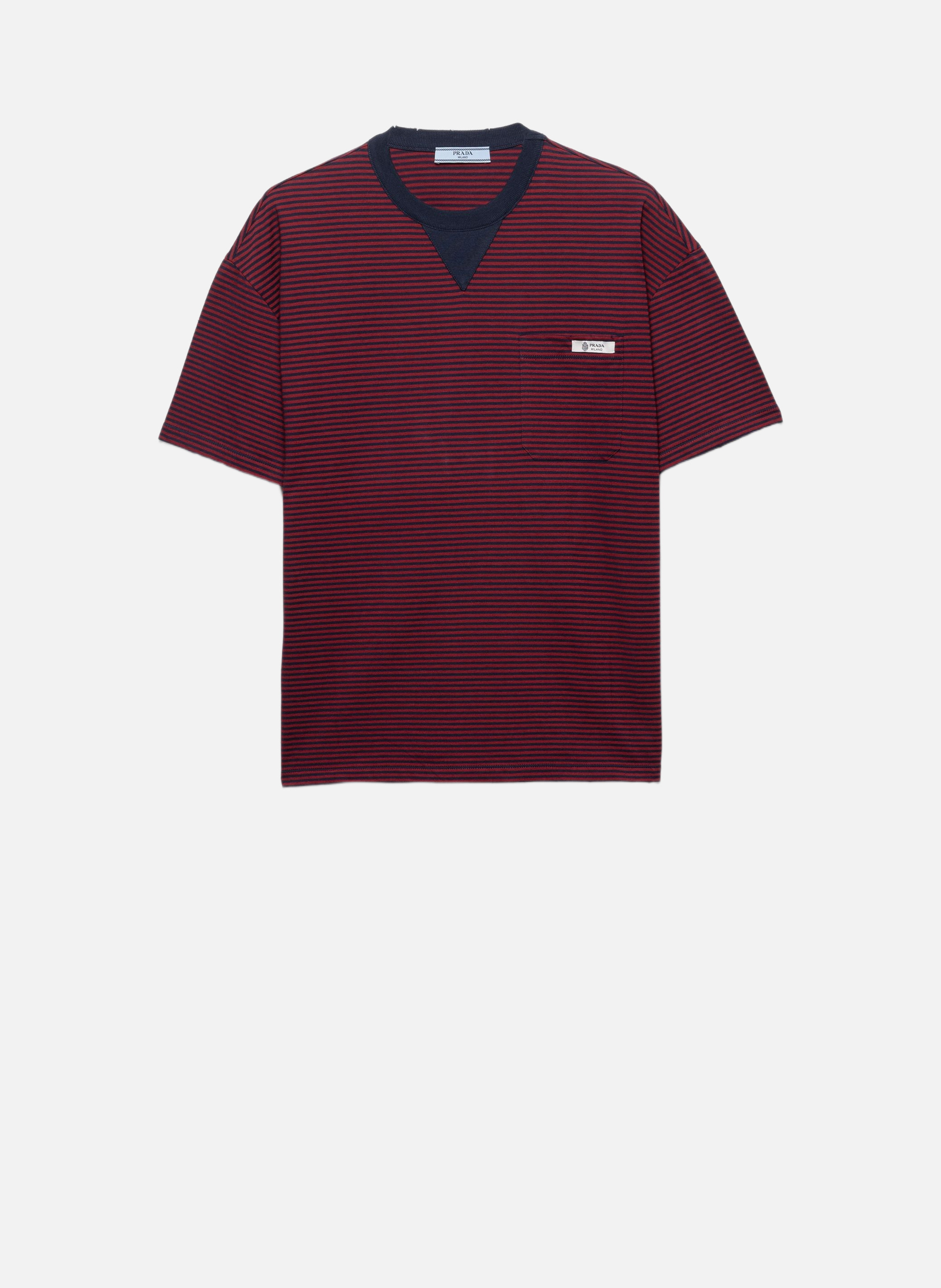 T-shirt oversize en jersey rayé PRADA Rouge