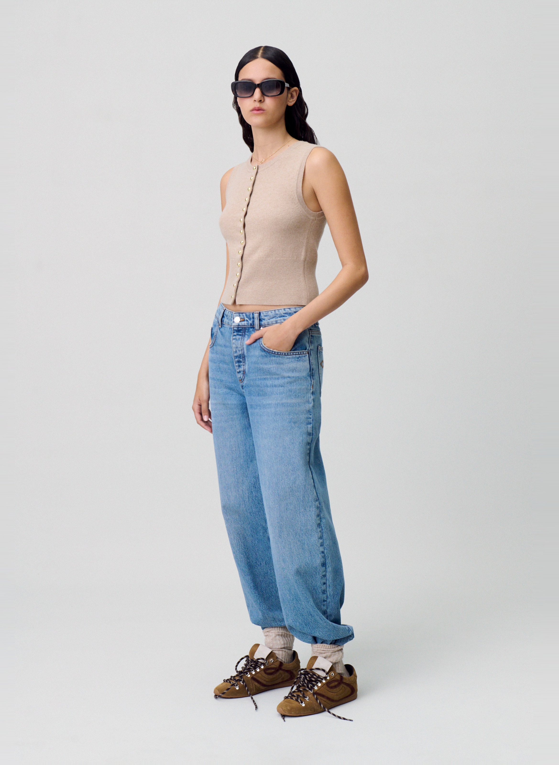 Top ajusté en laine CLAUDIE PIERLOT Beige