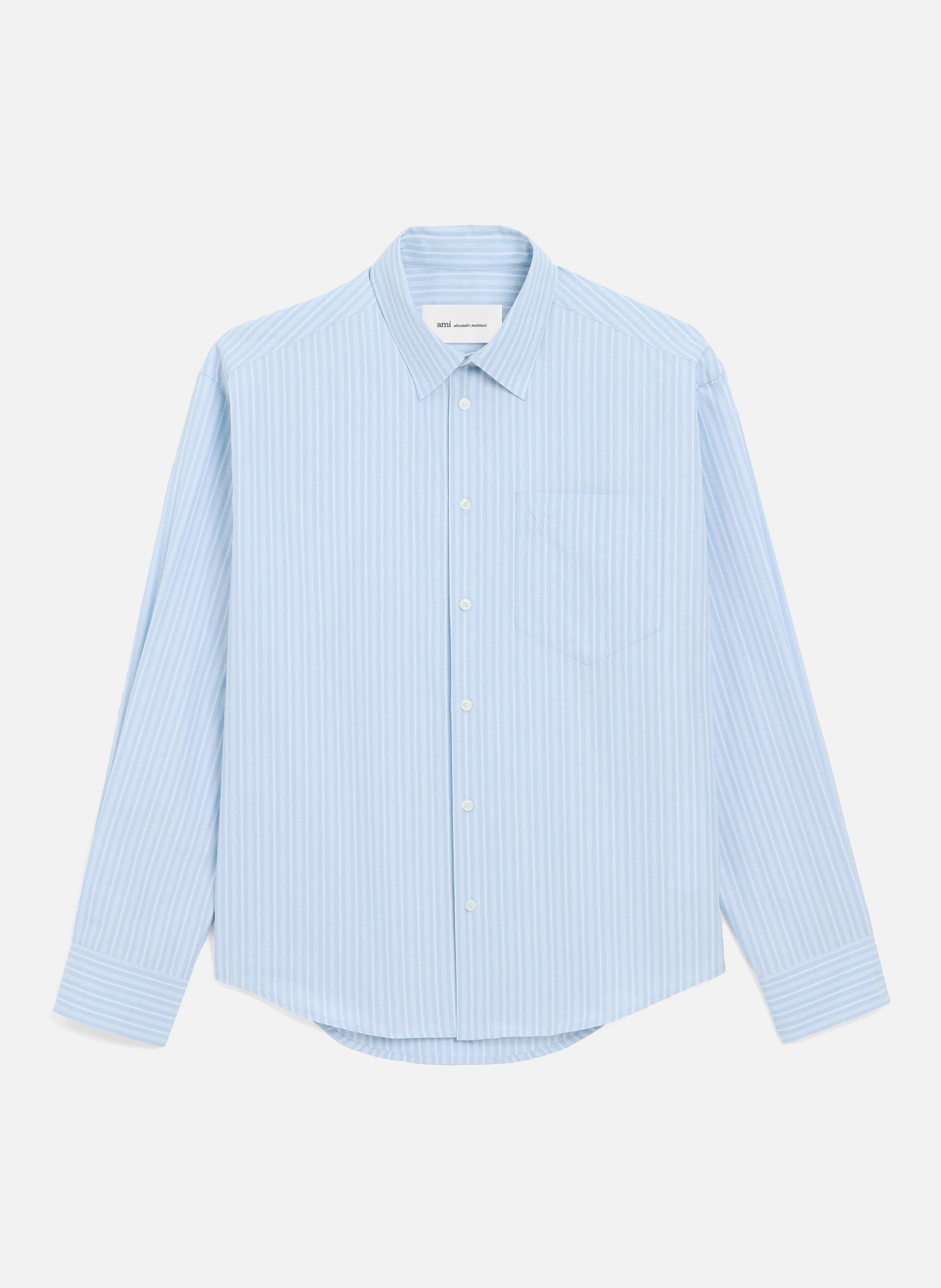 Chemise boxy manches longues ami de coeur unisexe en coton AMI PARIS Bleu