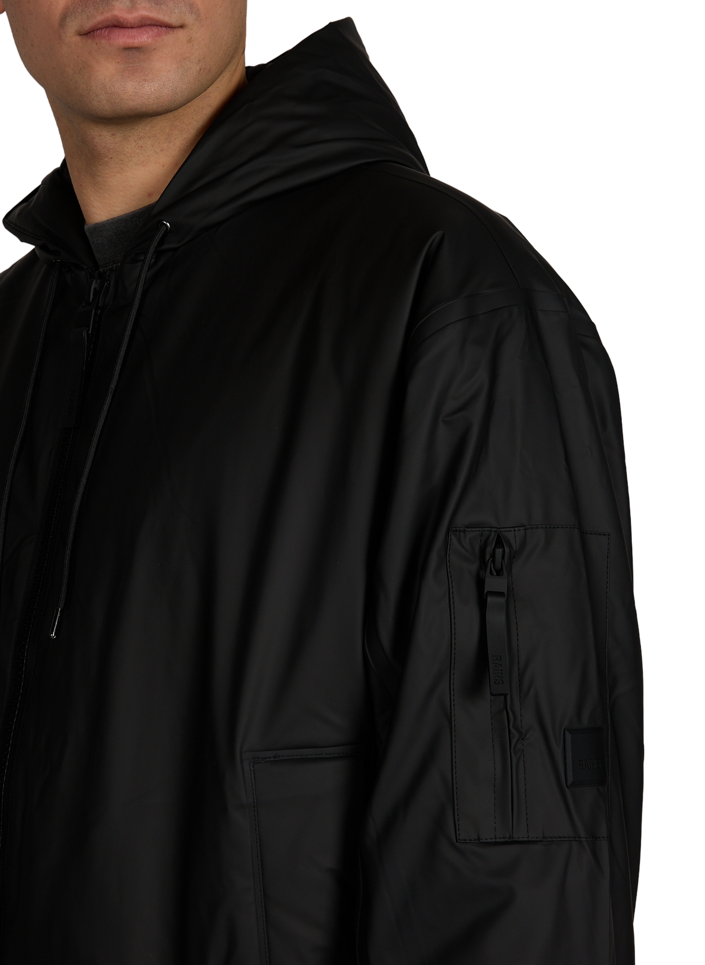 Oversized quilted hooded jacket RAINS Black