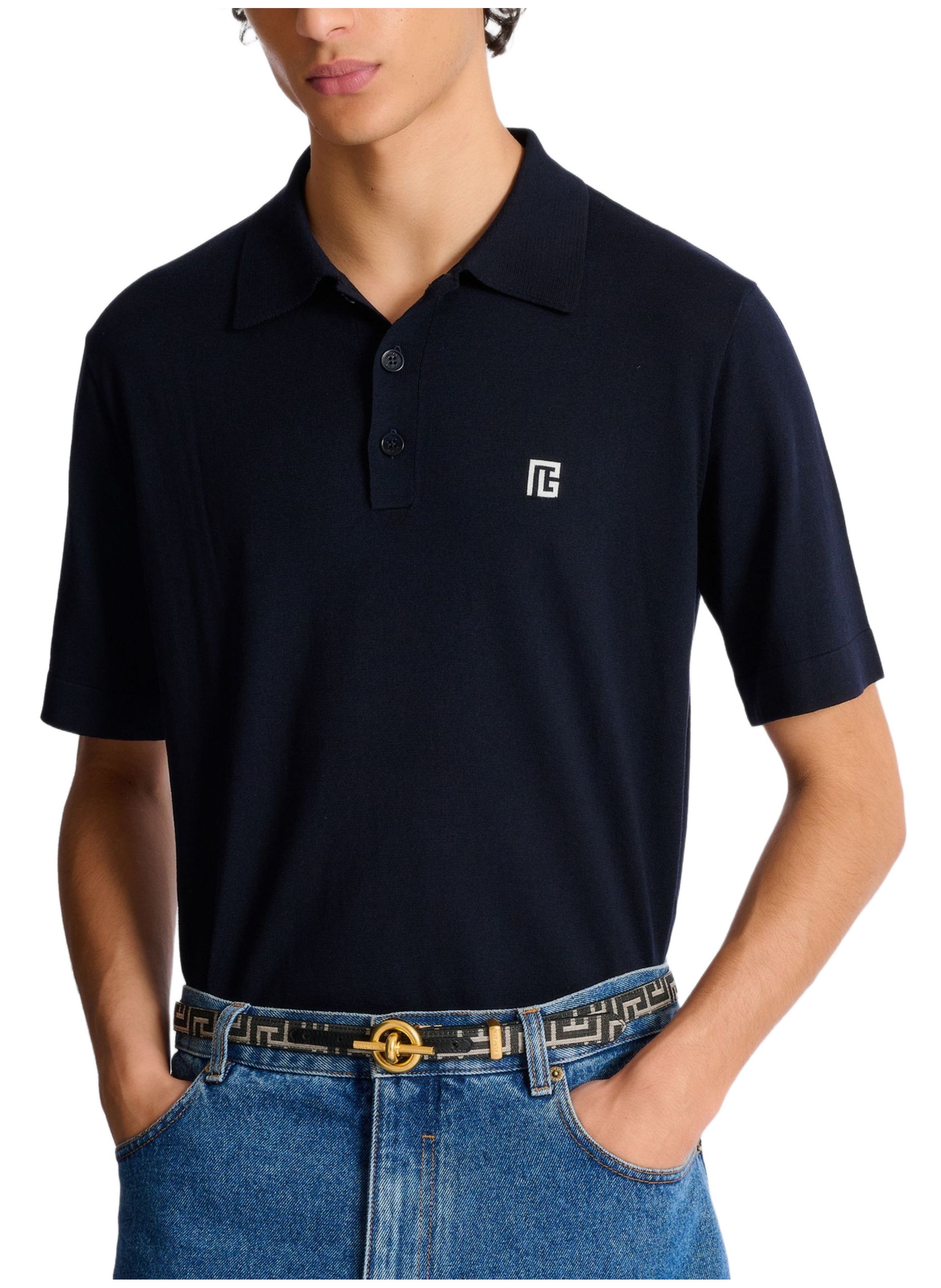 Ceinture t-bar en jacquard monogramme BALMAIN Noir