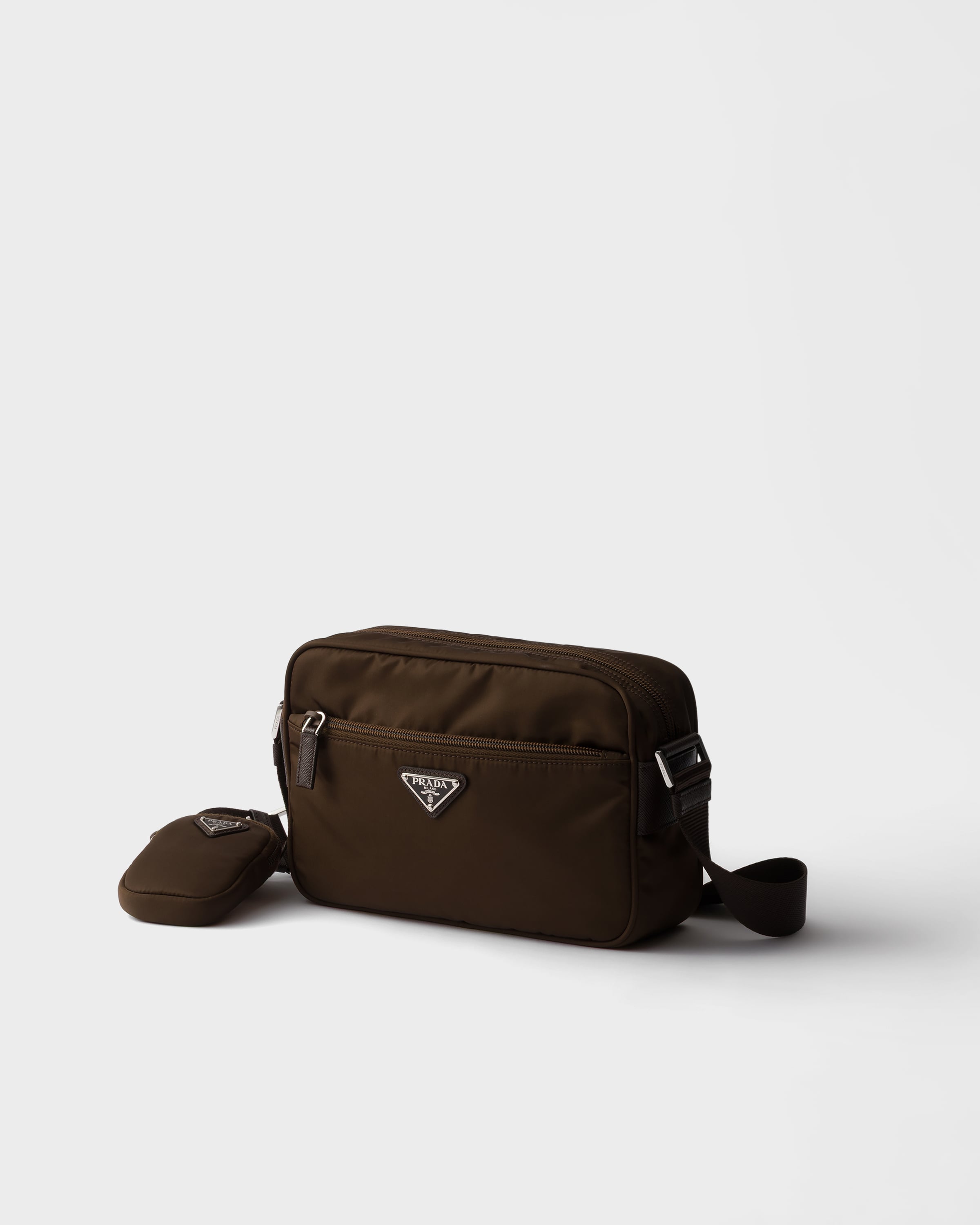 Sac porté épaule en re-nylon PRADA Marron