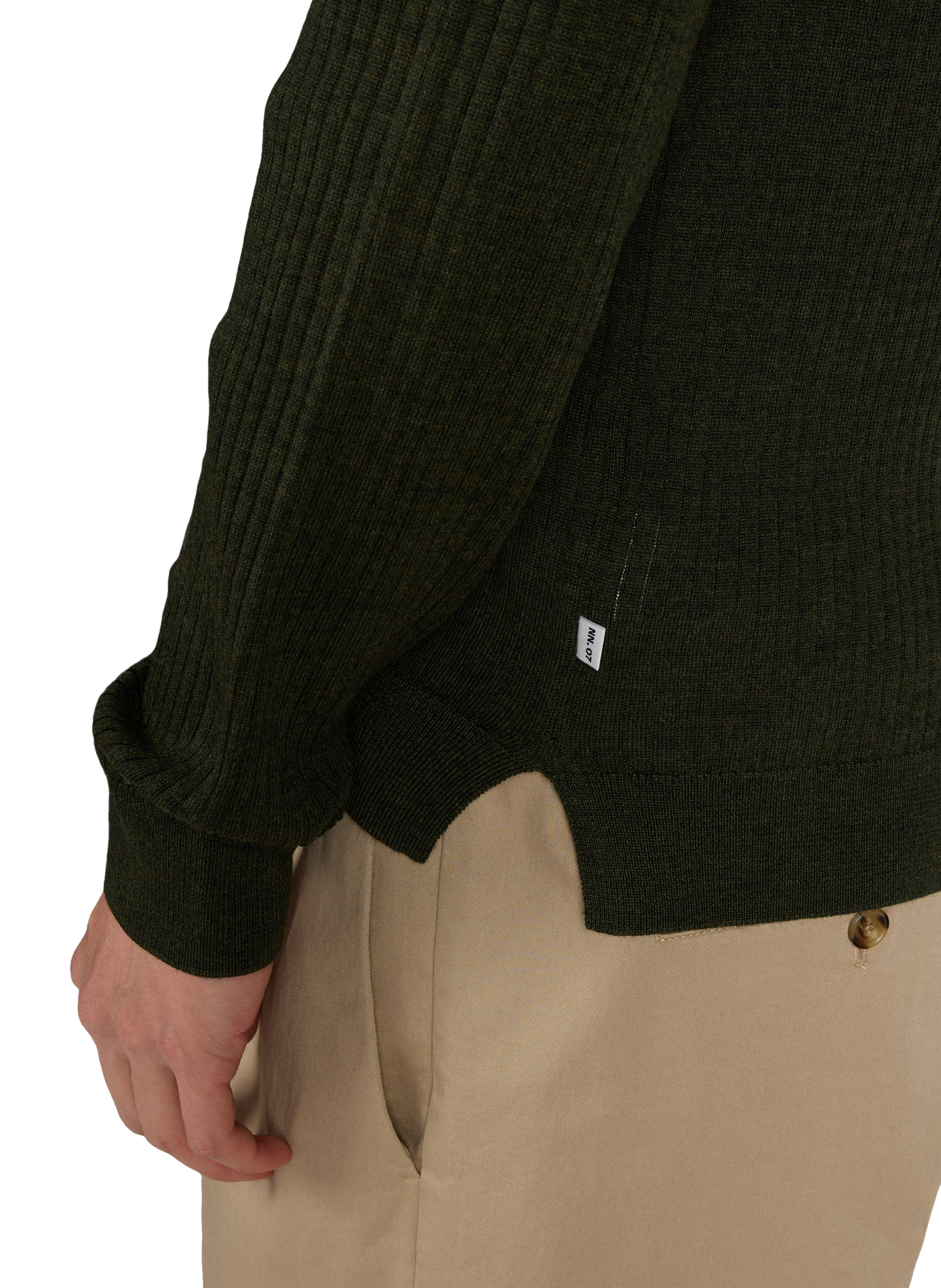 Long-sleeve merino wool polo NN.07 Khaki