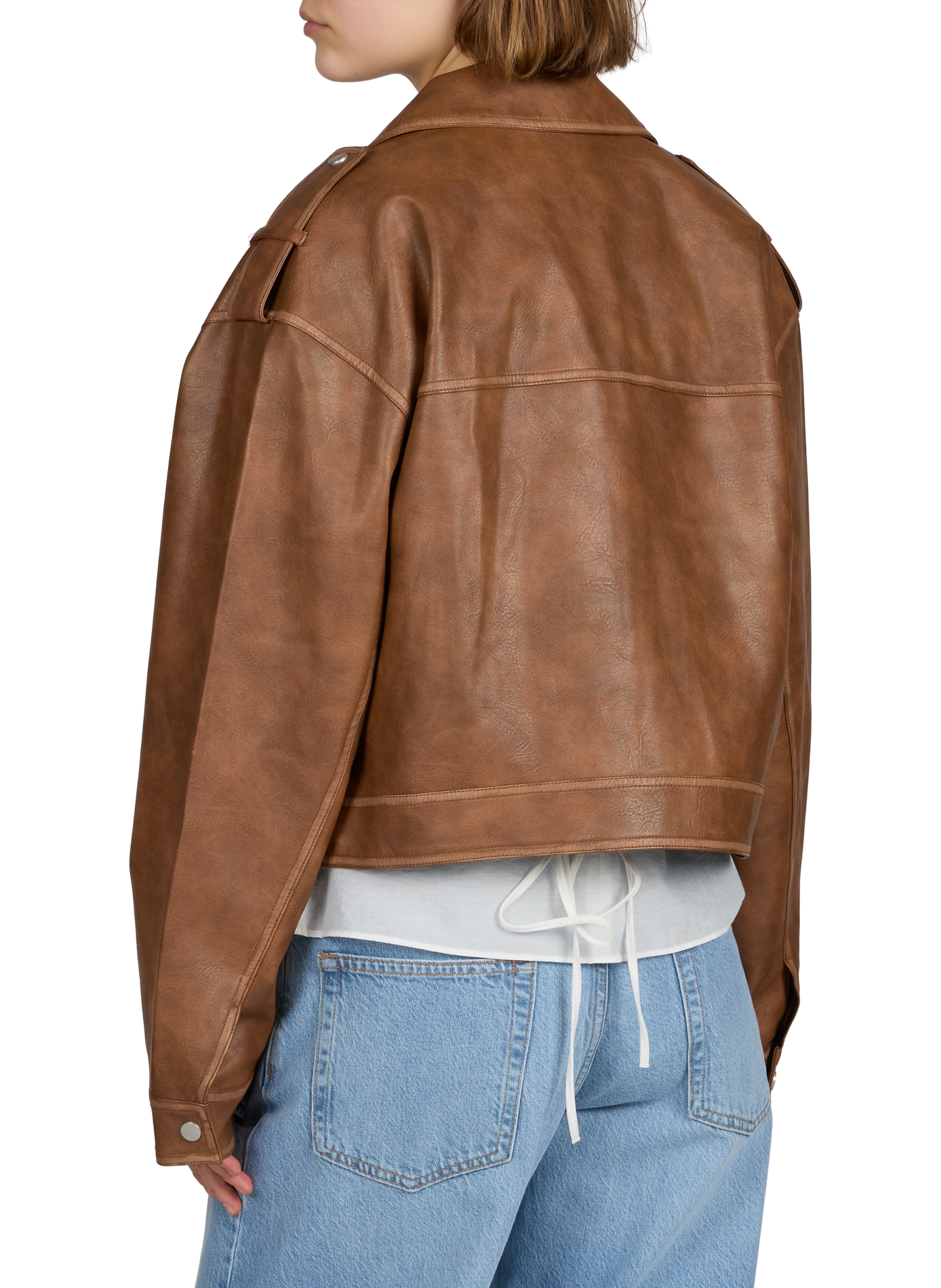 Veste légère droite à effet usé  TOPSHOP Marron
