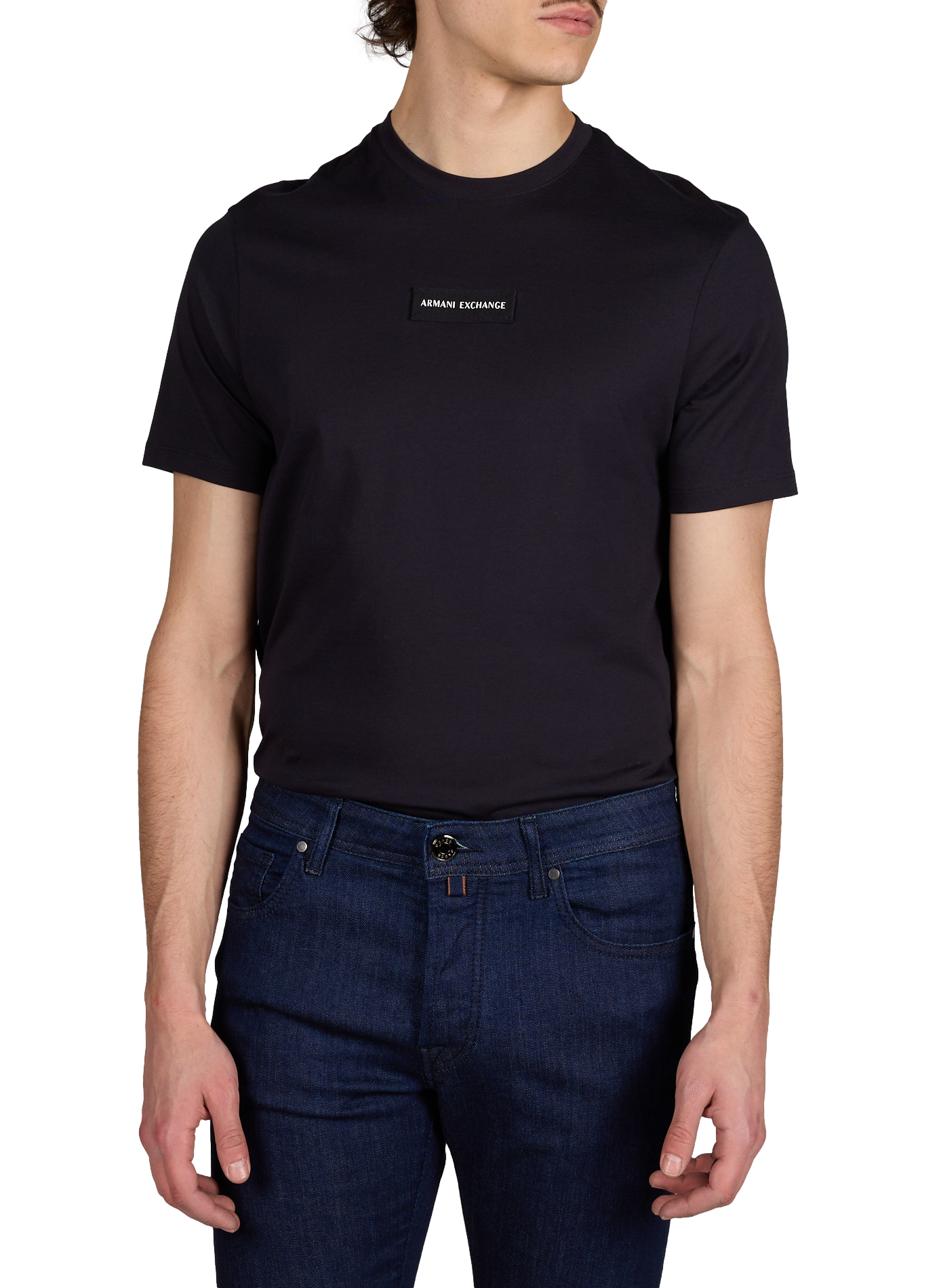 Cotton round-neck T-shirt ARMANI EXCHANGE Blue