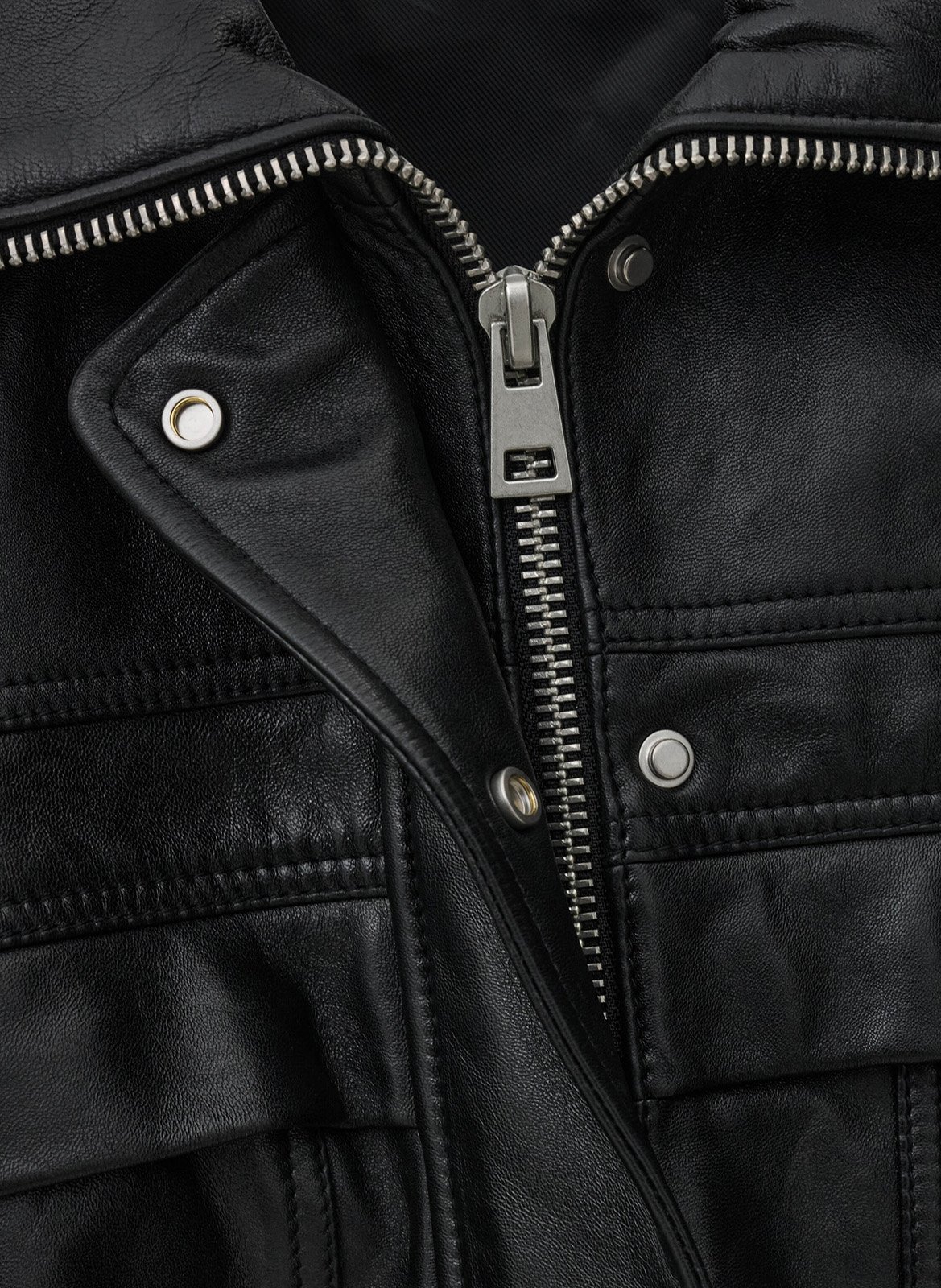 Veste en cuir cintrée à col montant kassia BA&SH Noir