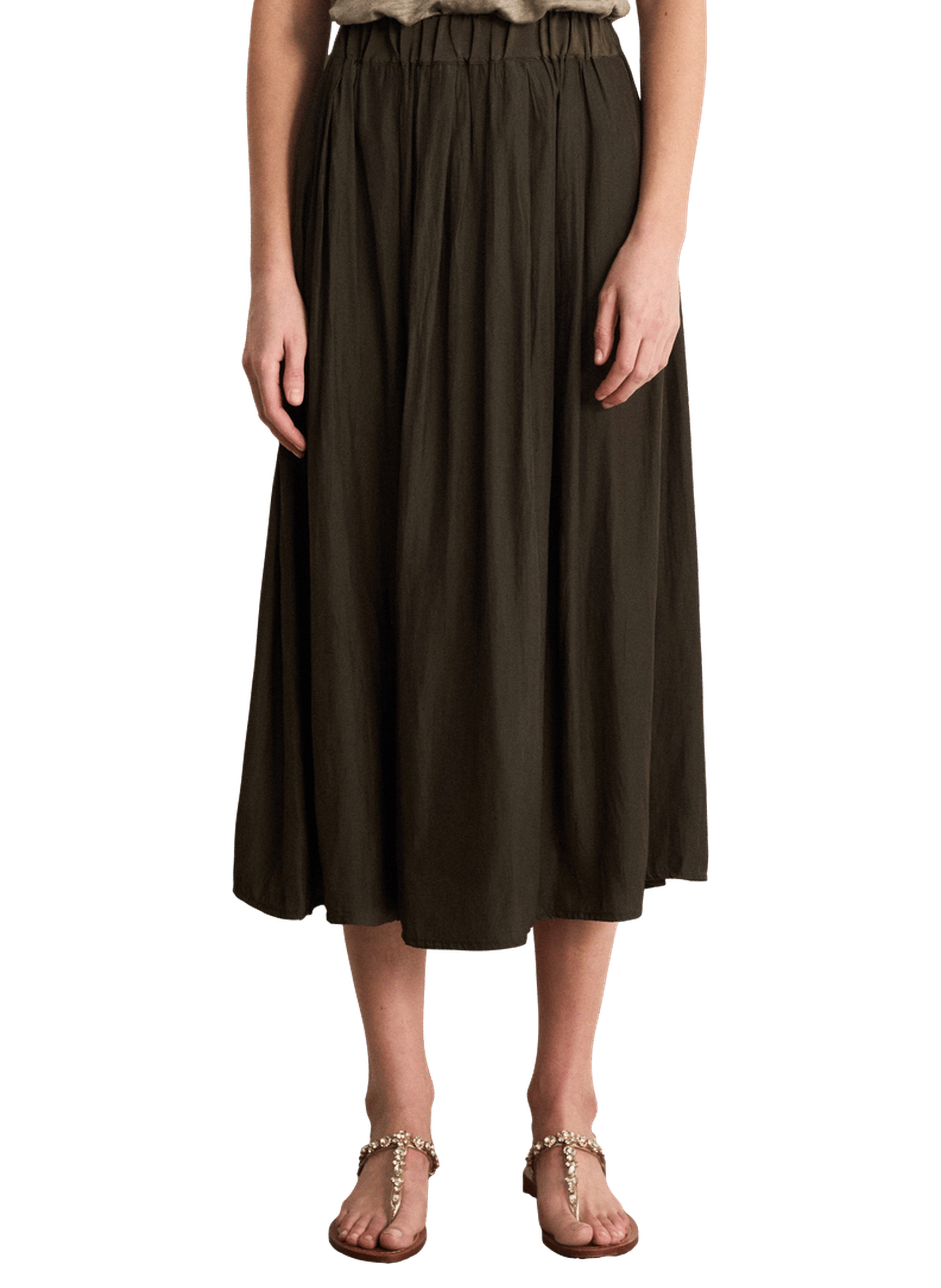 Jupe midi satinée plissée - naia PABLO Marron