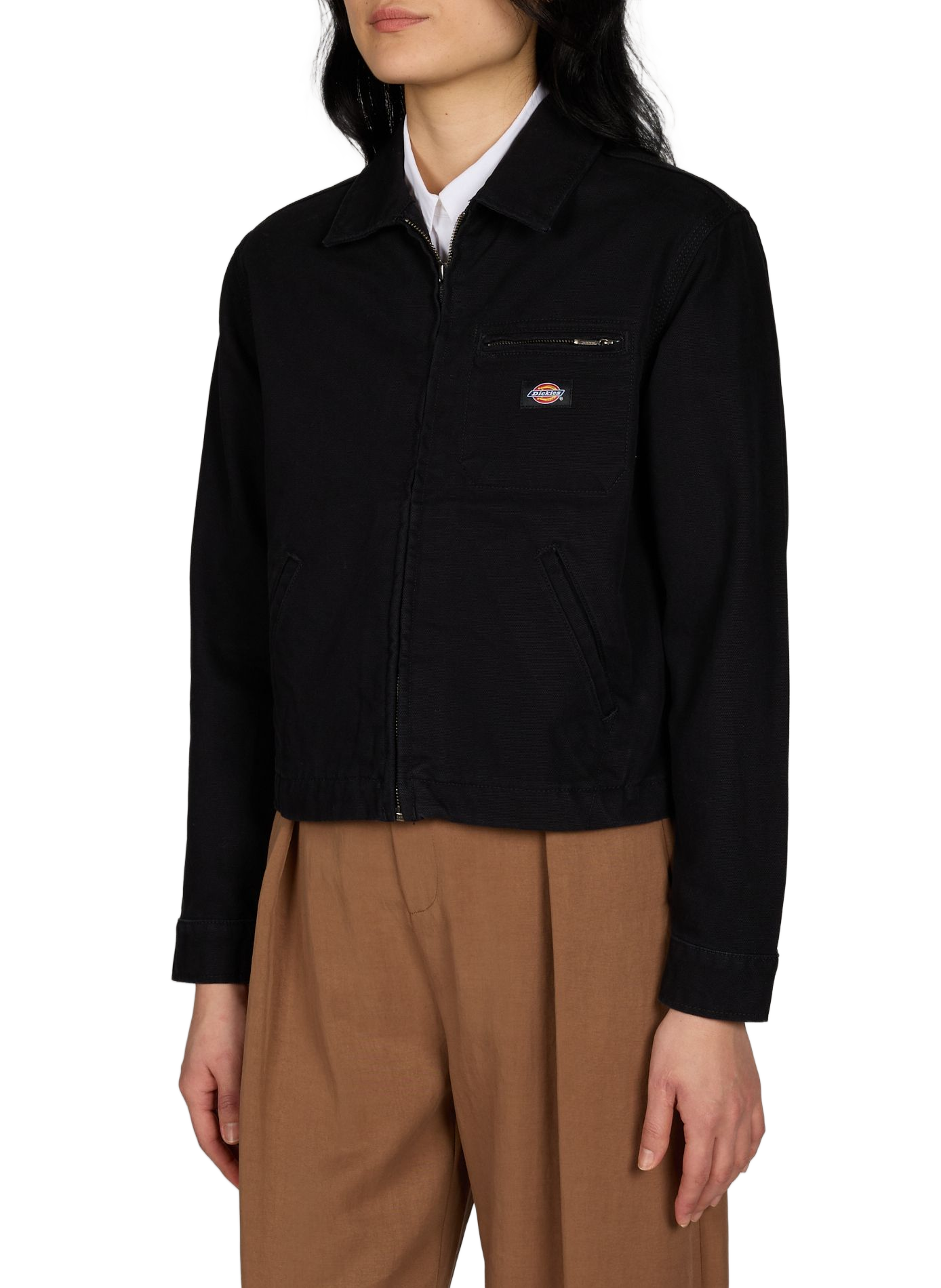 Short straight zip-up jacket in a solid color DICKIES Black