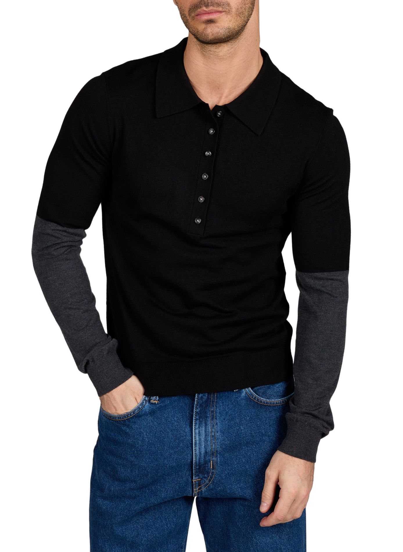 Polo manches longues en laine mélangée ENTIRE STUDIOS Noir