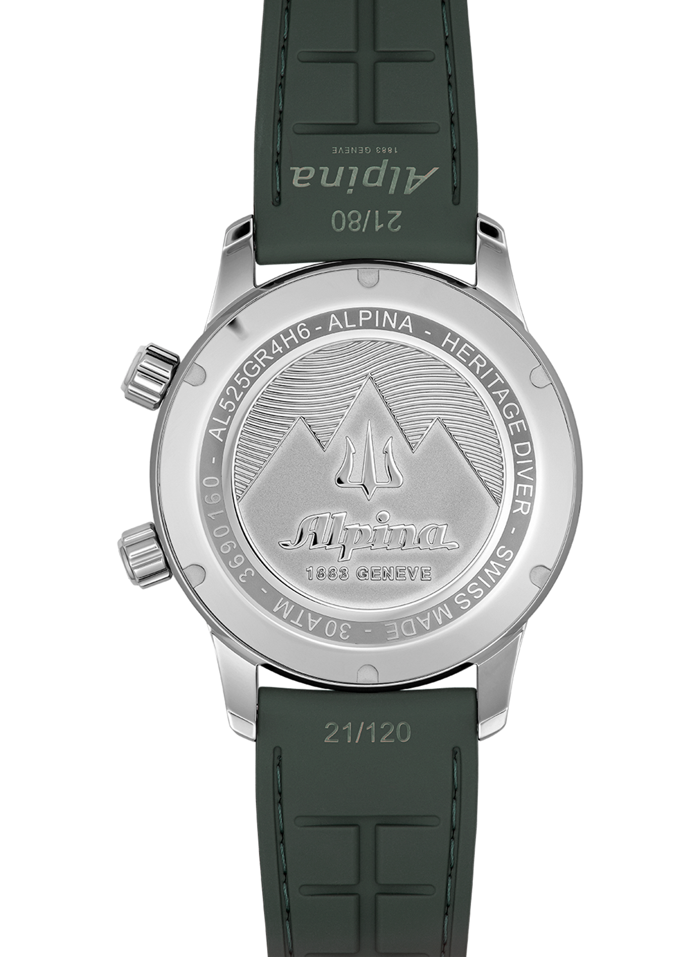 Montre automatique Diver 300 Heritage en cuir de veau ALPINA Vert
