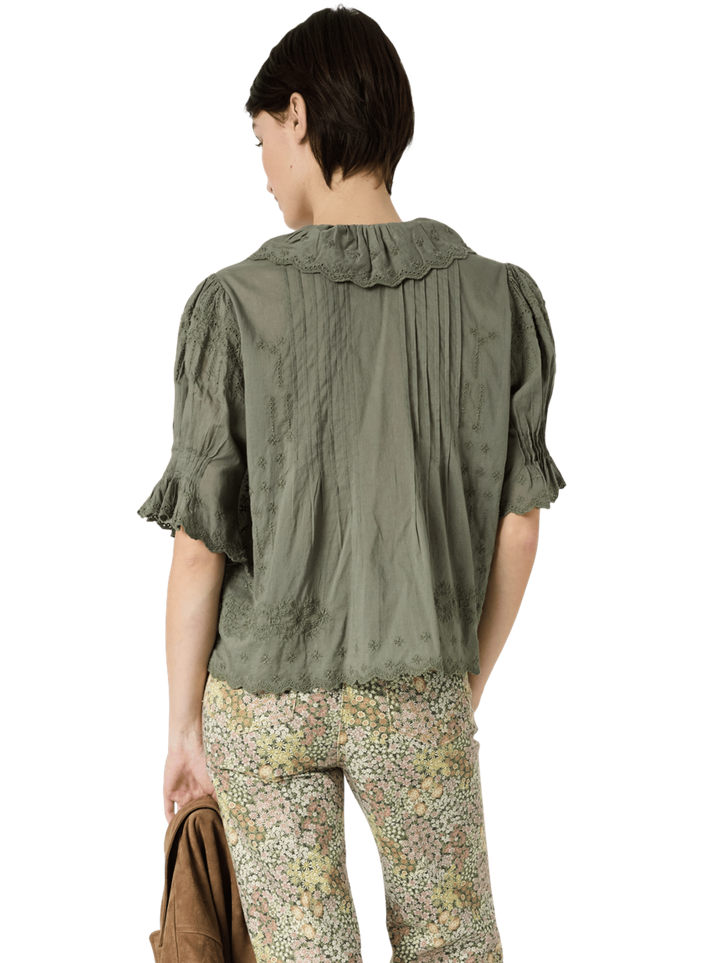 Chemise brodée en voile de coton - ceylia GERARD DAREL Vert